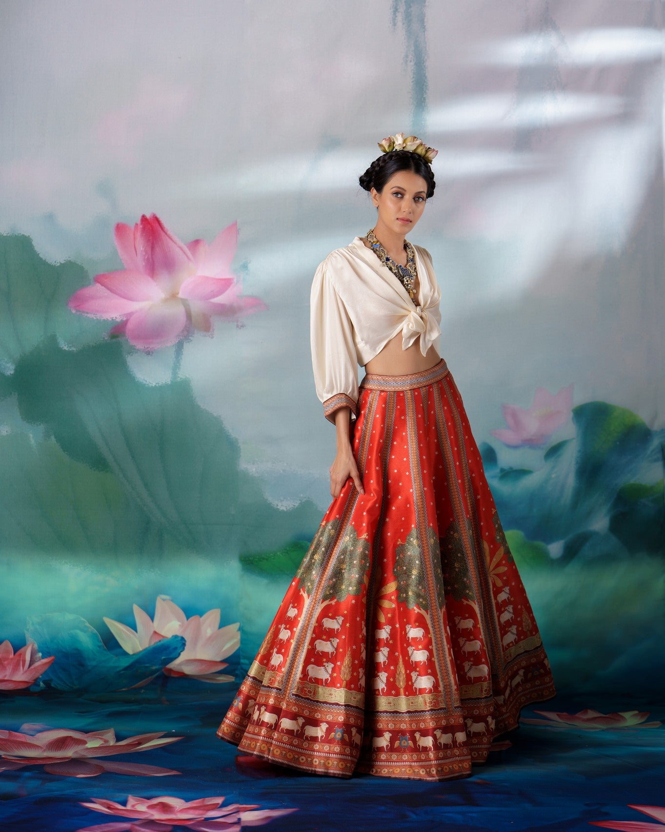 Pichwai : Rubali Leela - Ivory/Rust