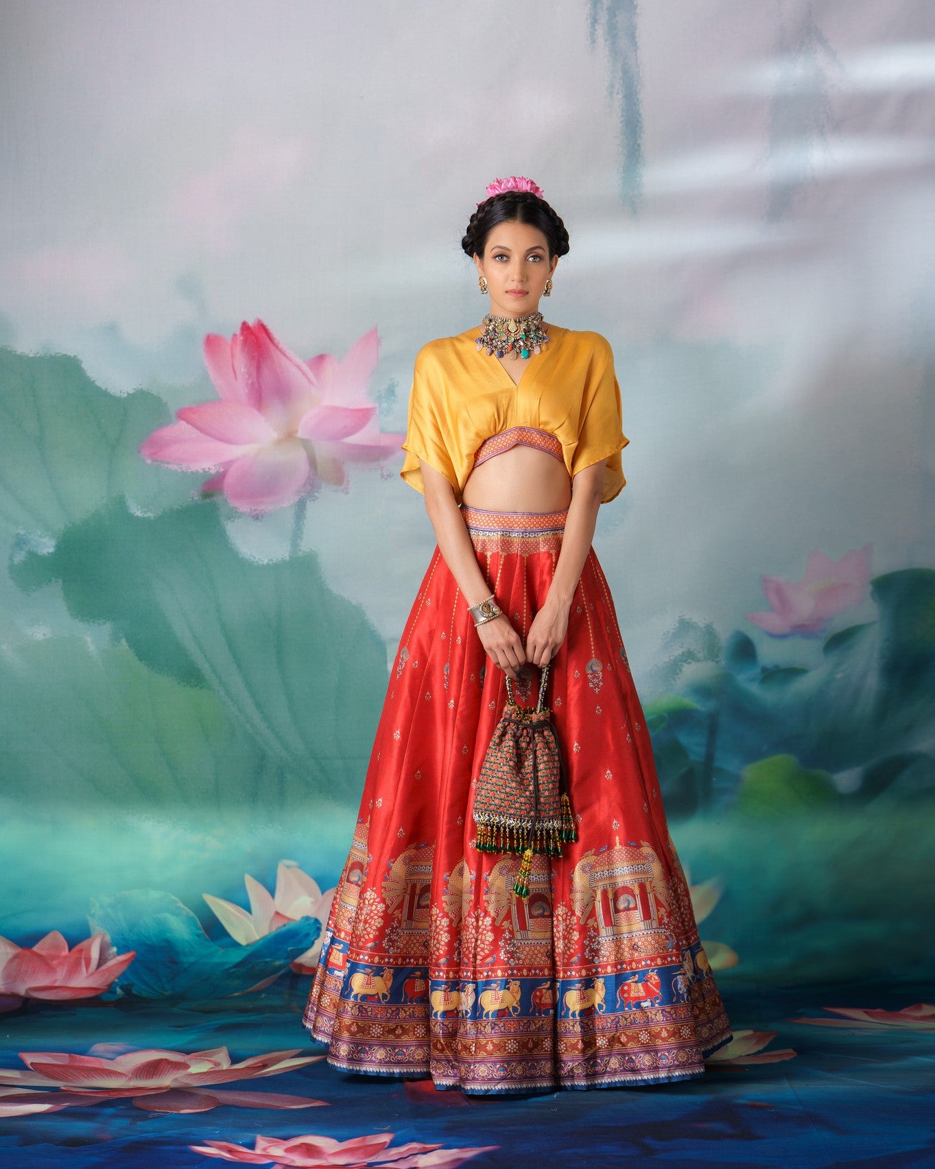 Pichwai : Neerja Leela - Mustard/Red