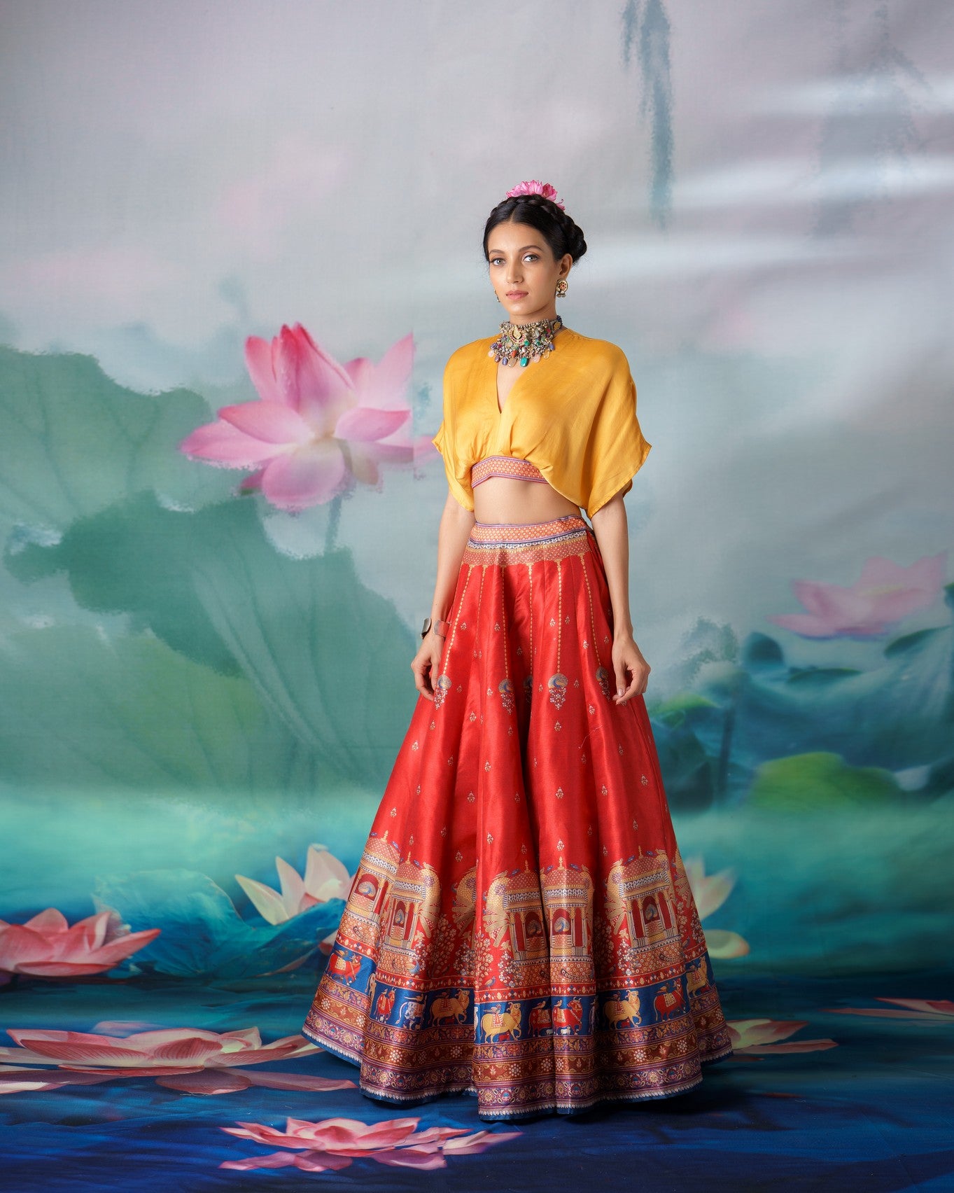 Pichwai : Neerja Leela - Mustard/Red