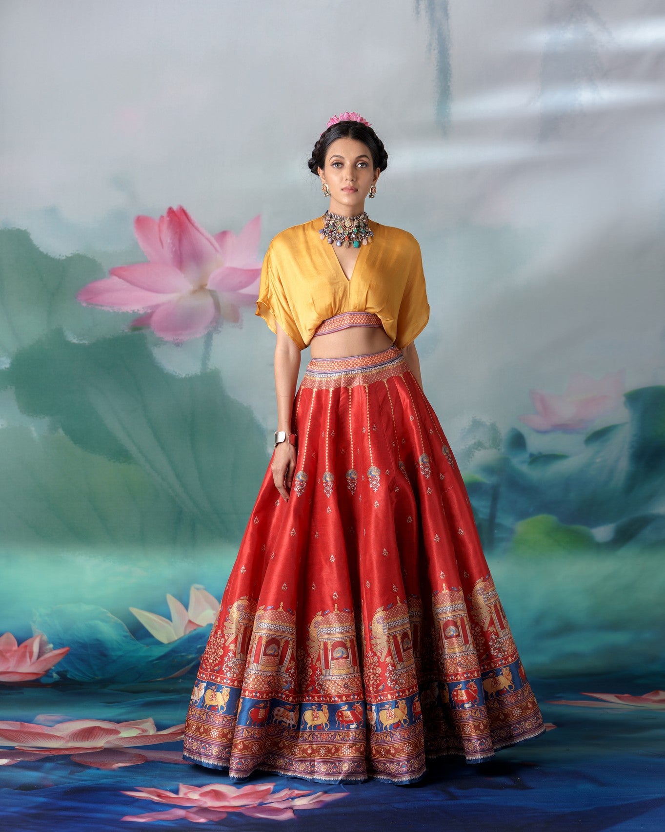 Pichwai : Neerja Leela - Mustard/Red