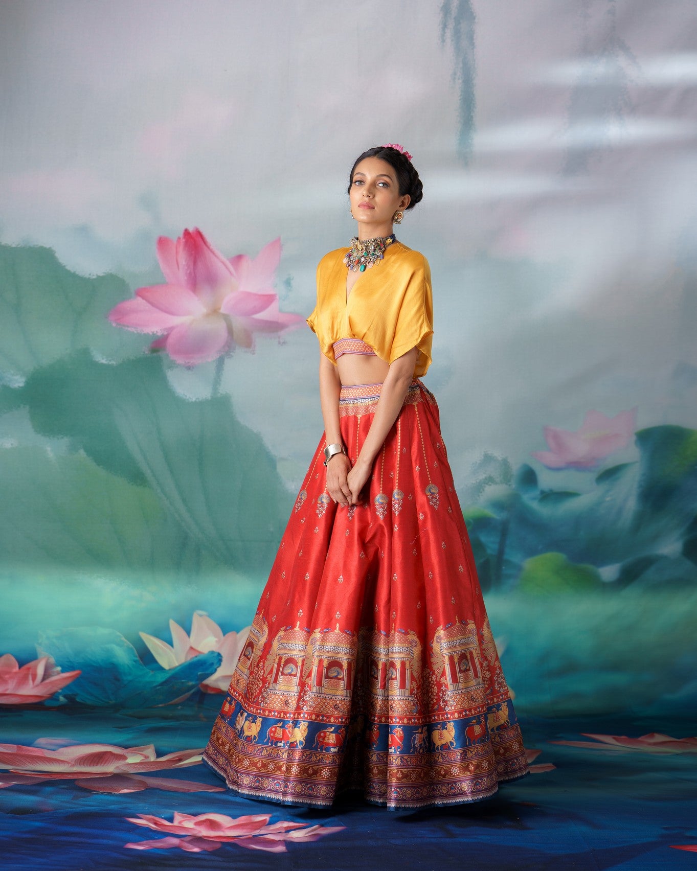 Pichwai : Neerja Leela - Mustard/Red