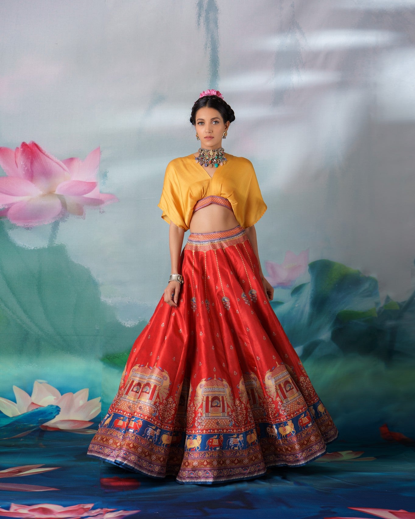 Pichwai : Neerja Leela - Mustard/Red