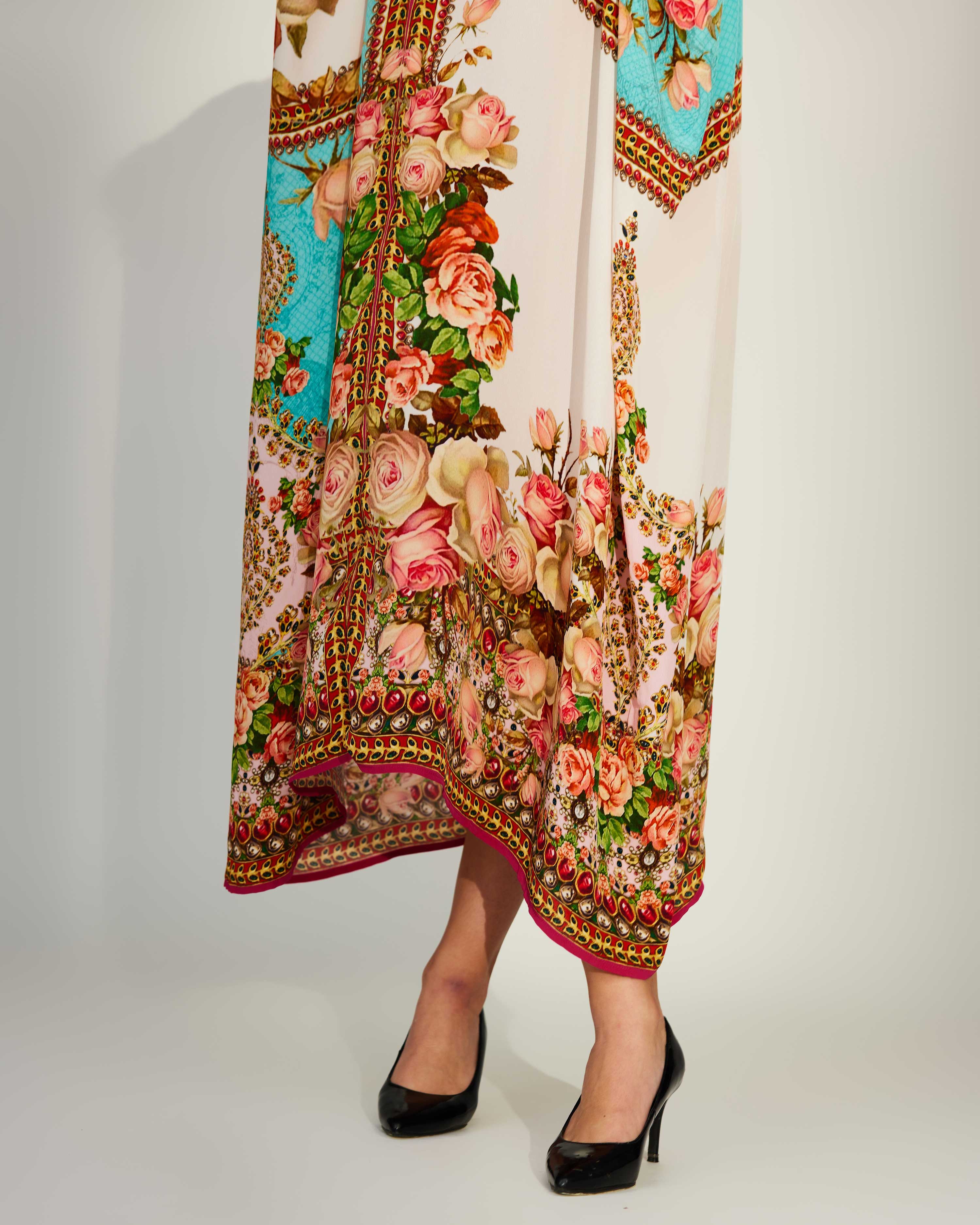 Pakeezah : Majida - Turquoise/White