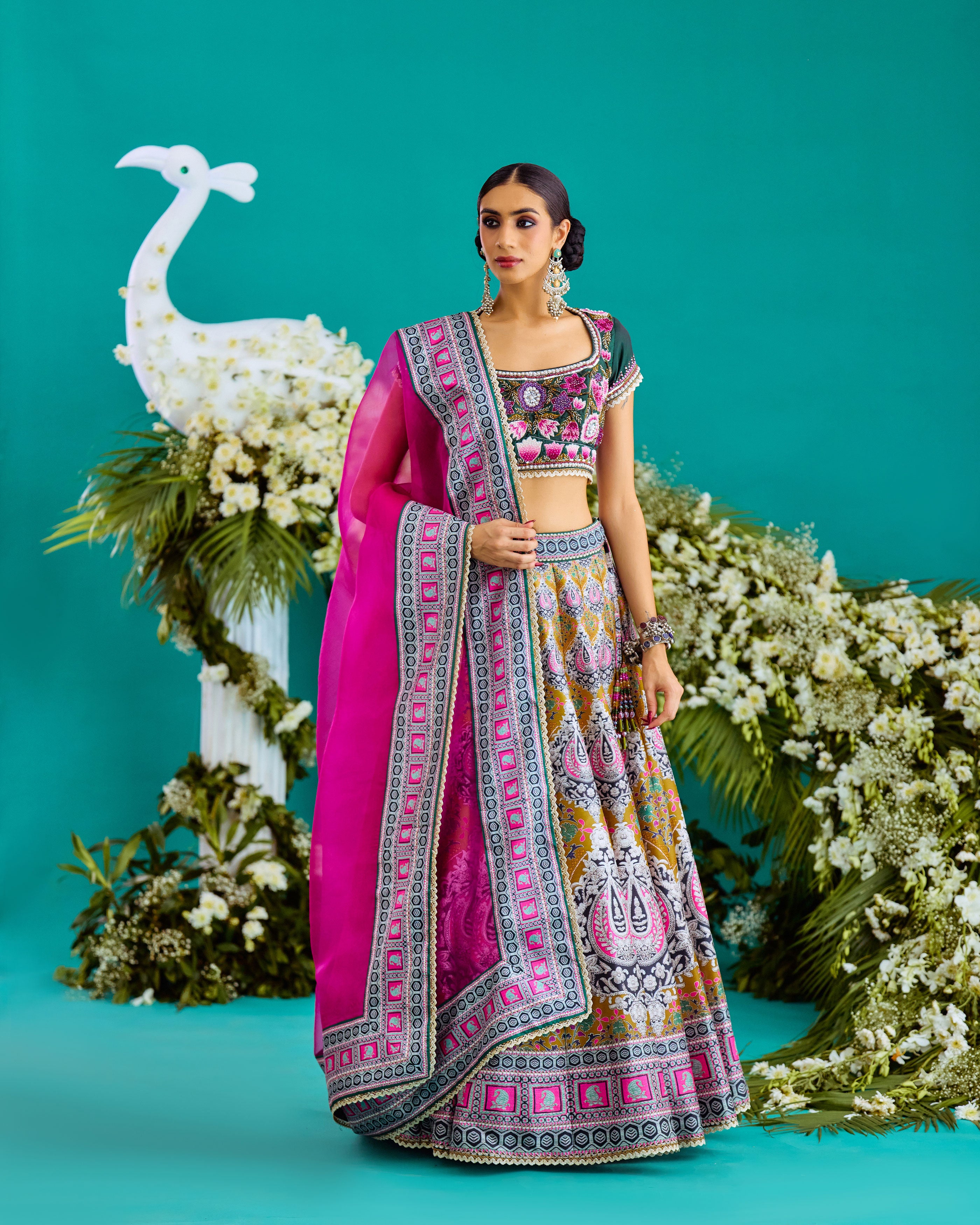 Baati : Leela - Fuchsia/Anise Green