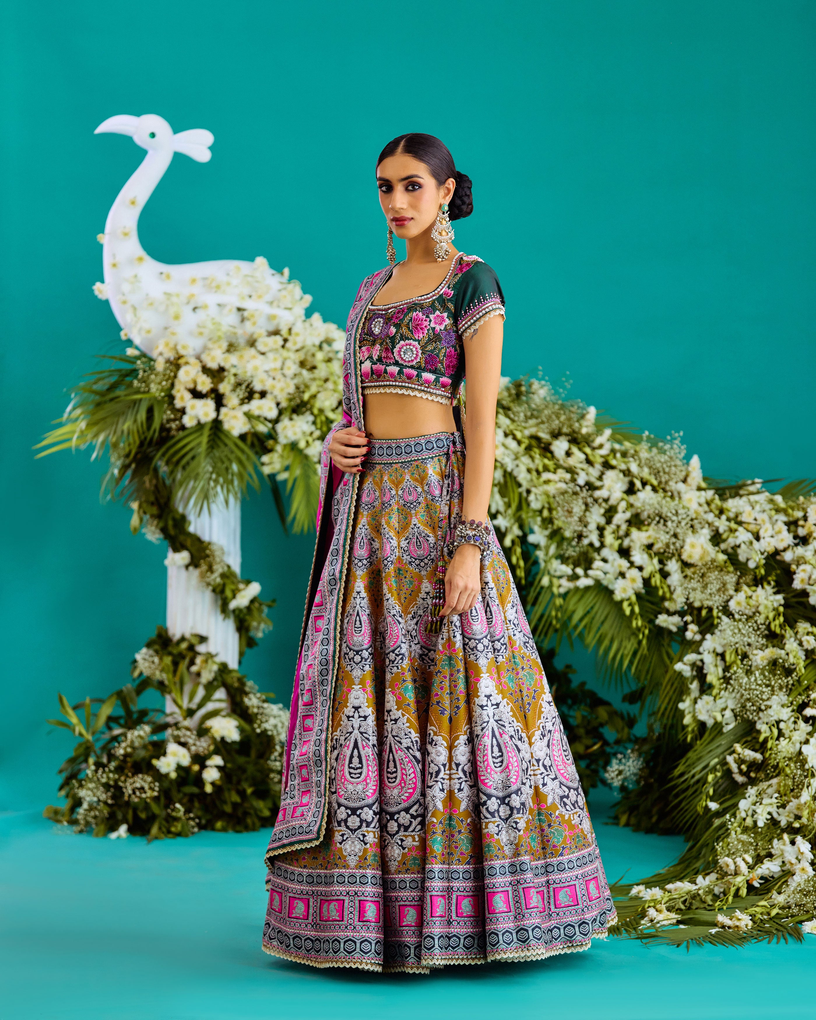 Baati : Leela - Fuchsia/Anise Green