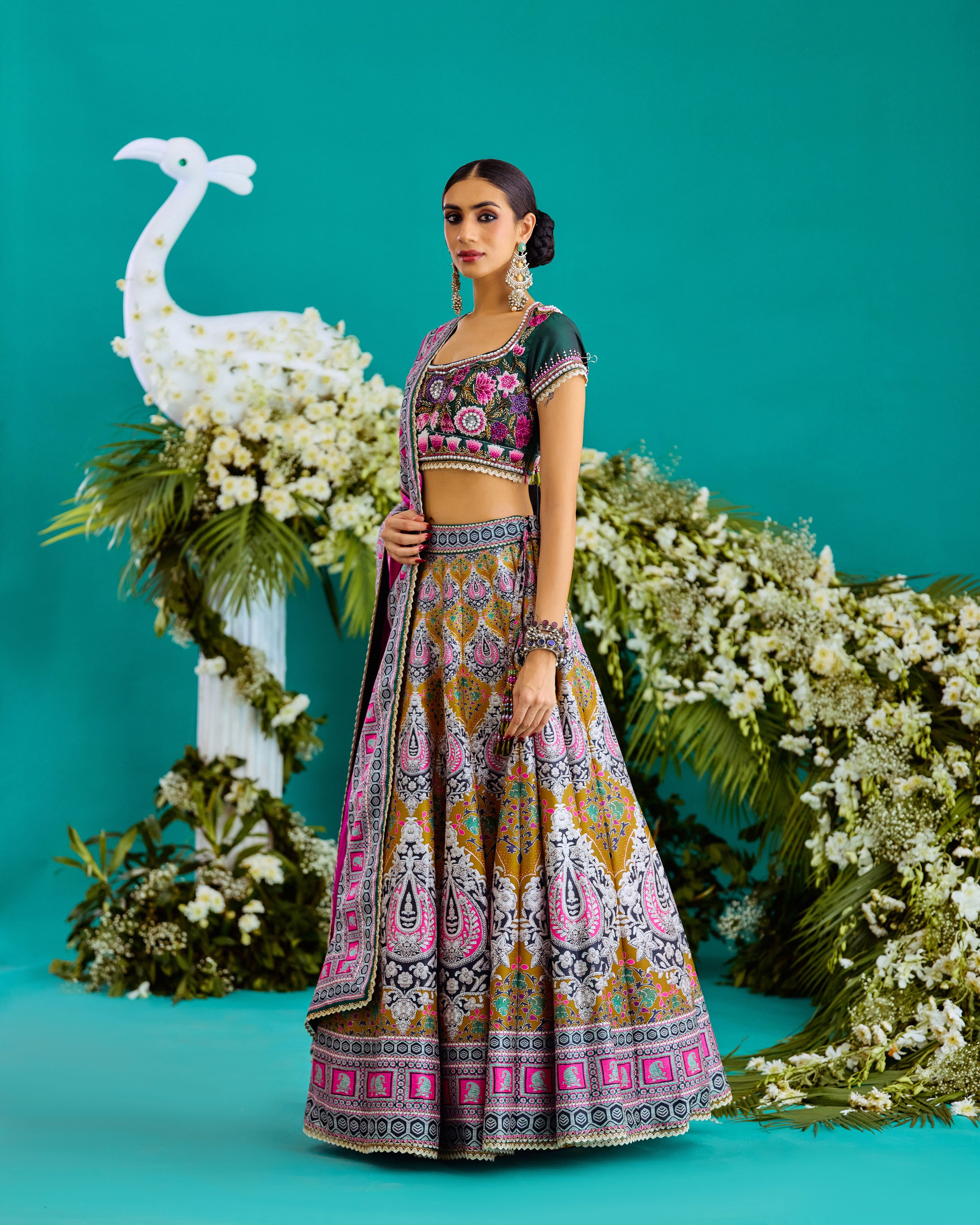 Baati : Leela - Fuchsia/Anise Green