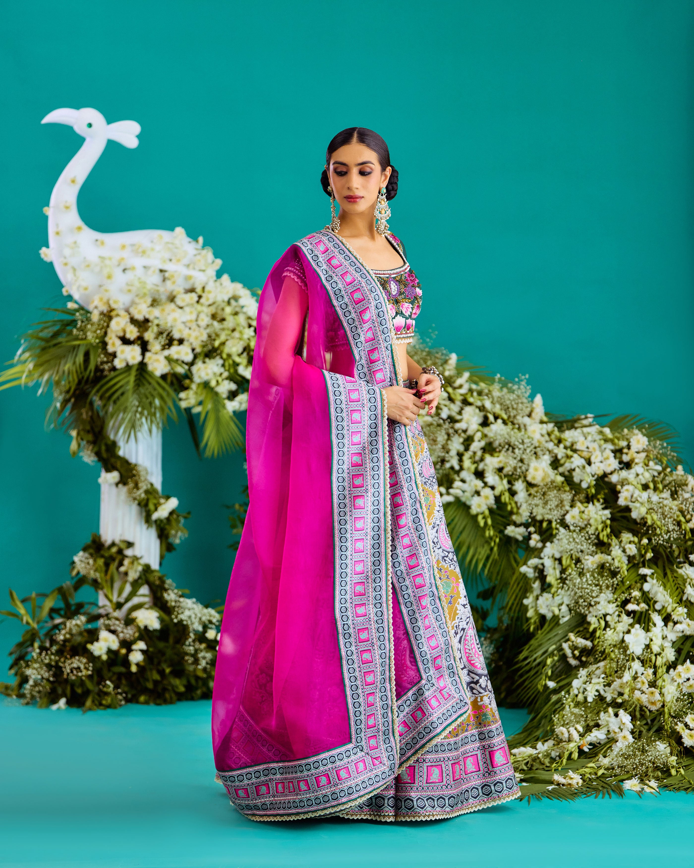 Baati : Leela - Fuchsia/Anise Green