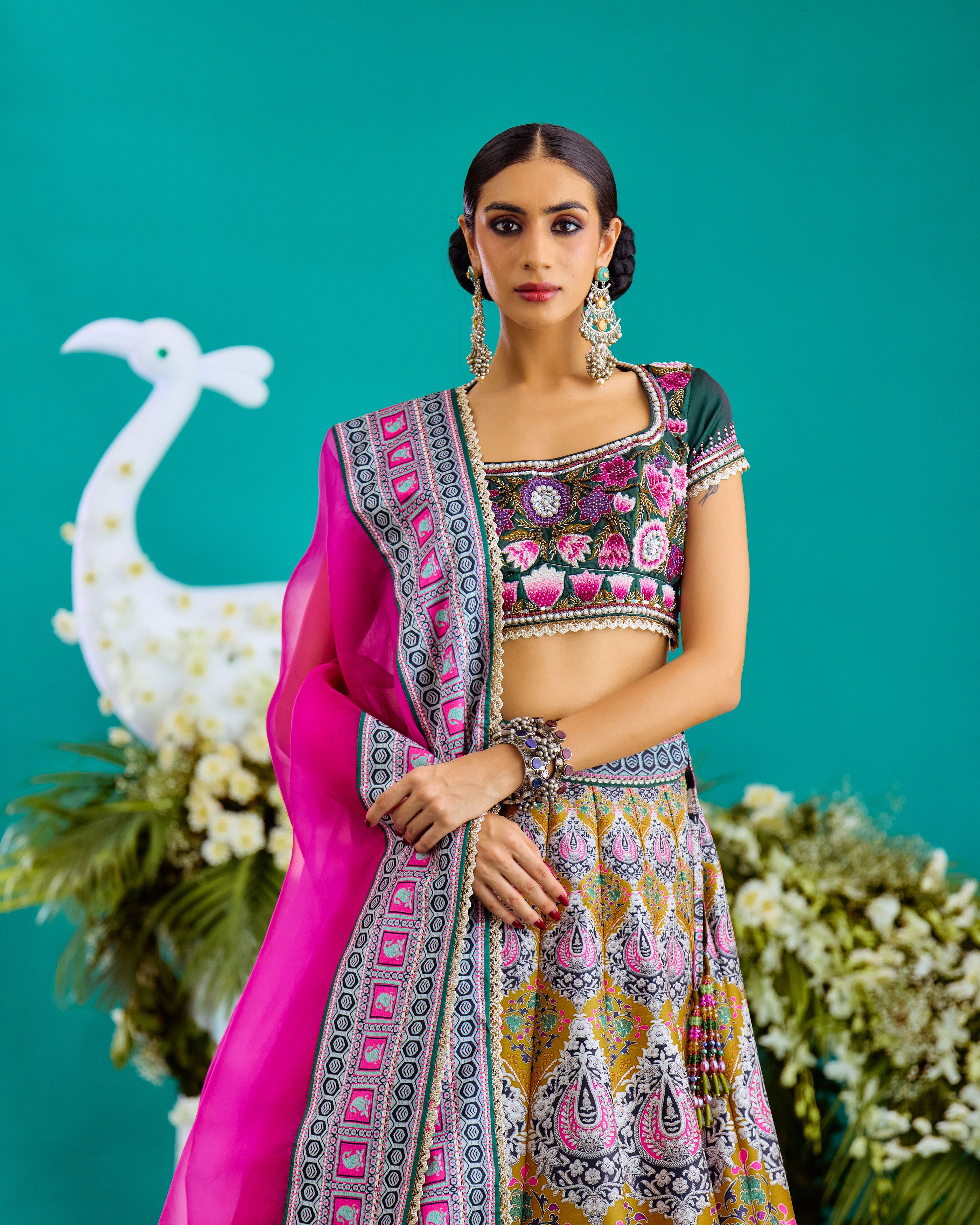 Baati : Leela - Fuchsia/Anise Green