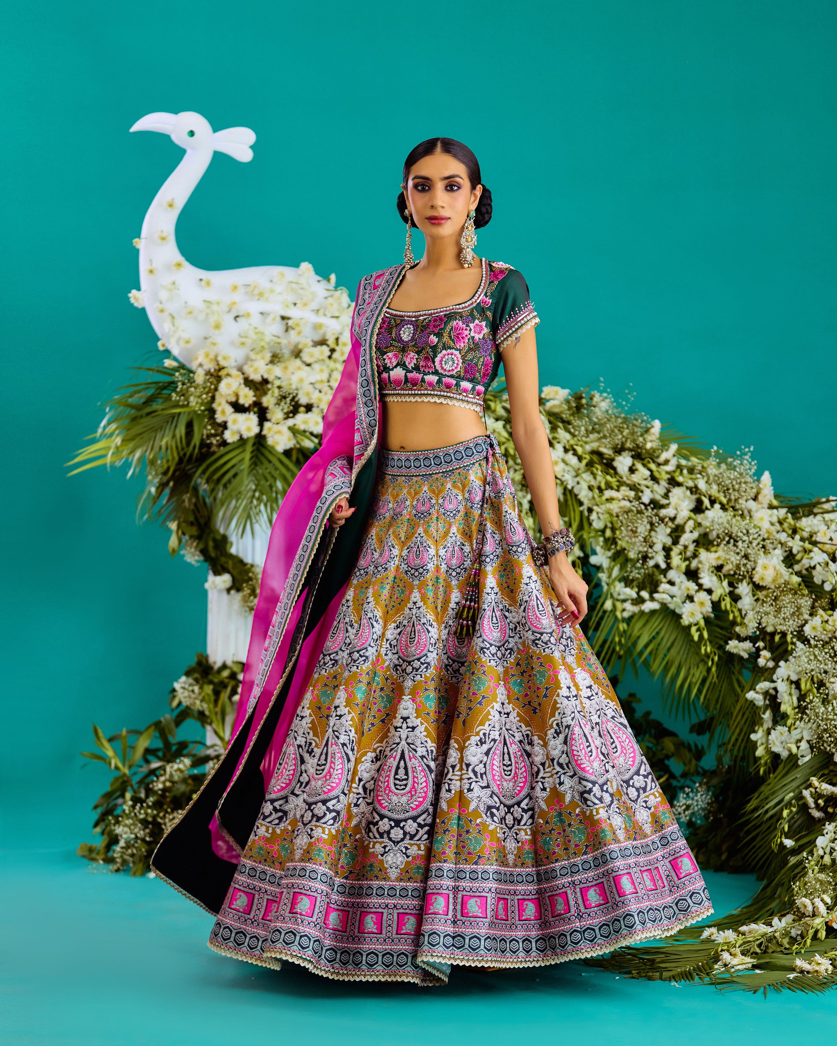Baati : Leela - Fuchsia/Anise Green