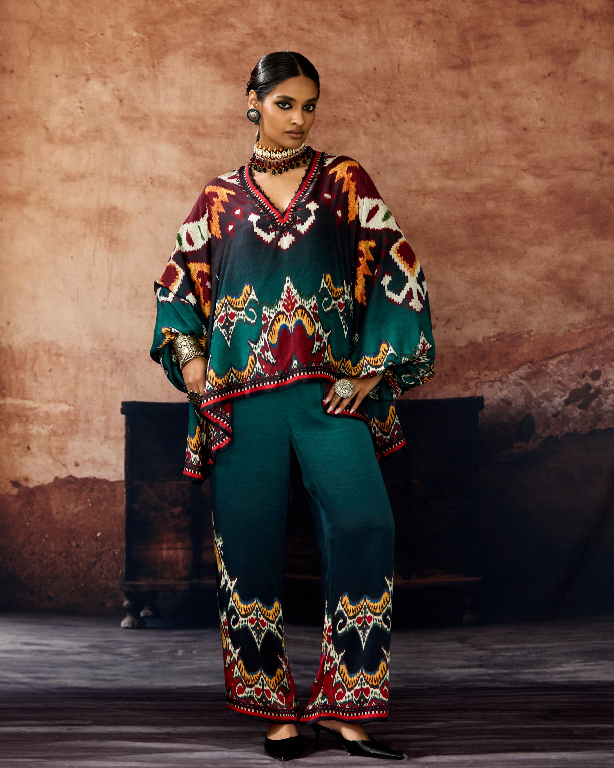 Kasbah : Sanaa - Burgundy/Teal
