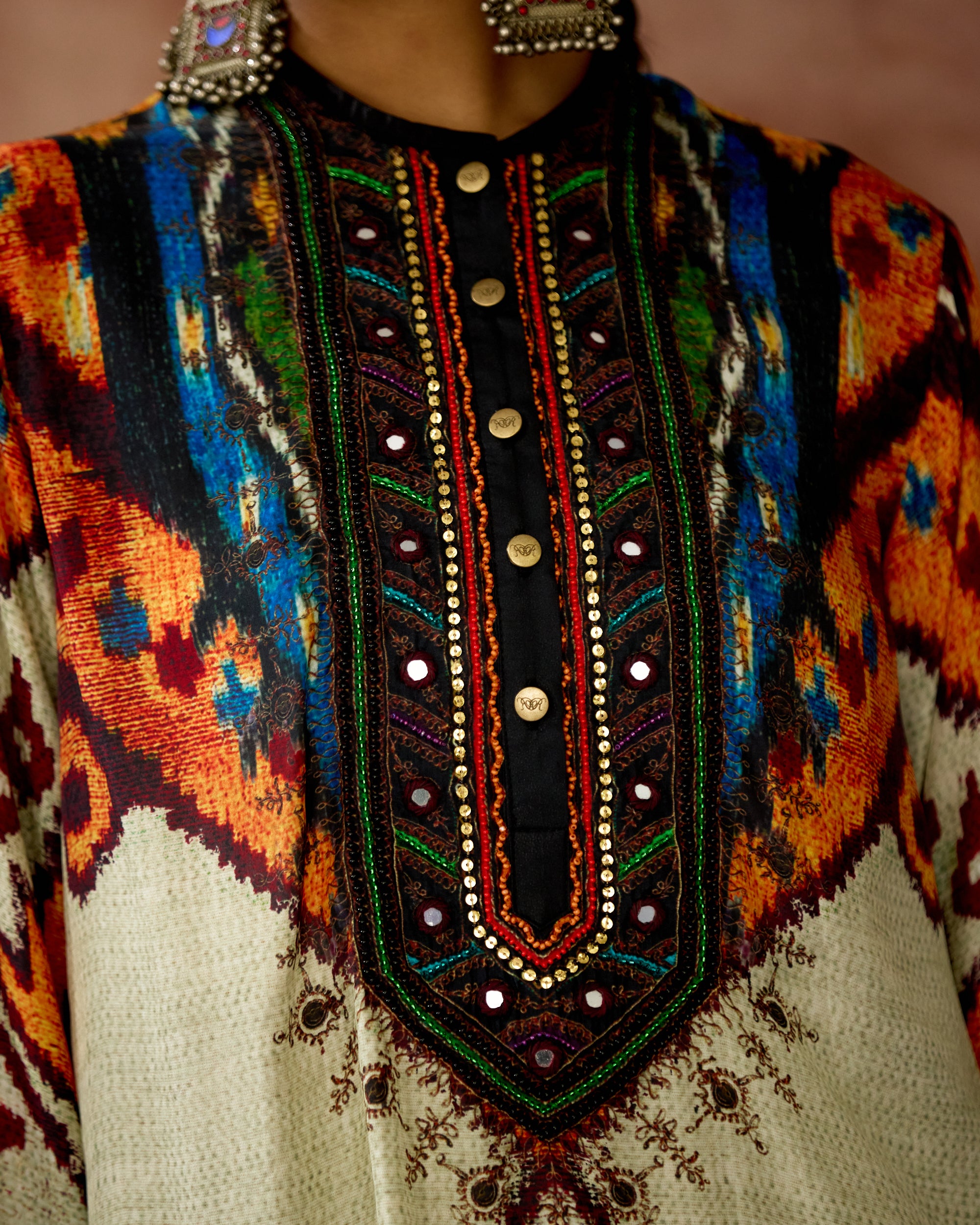 Kasbah : Resham - Eggshell/Orange