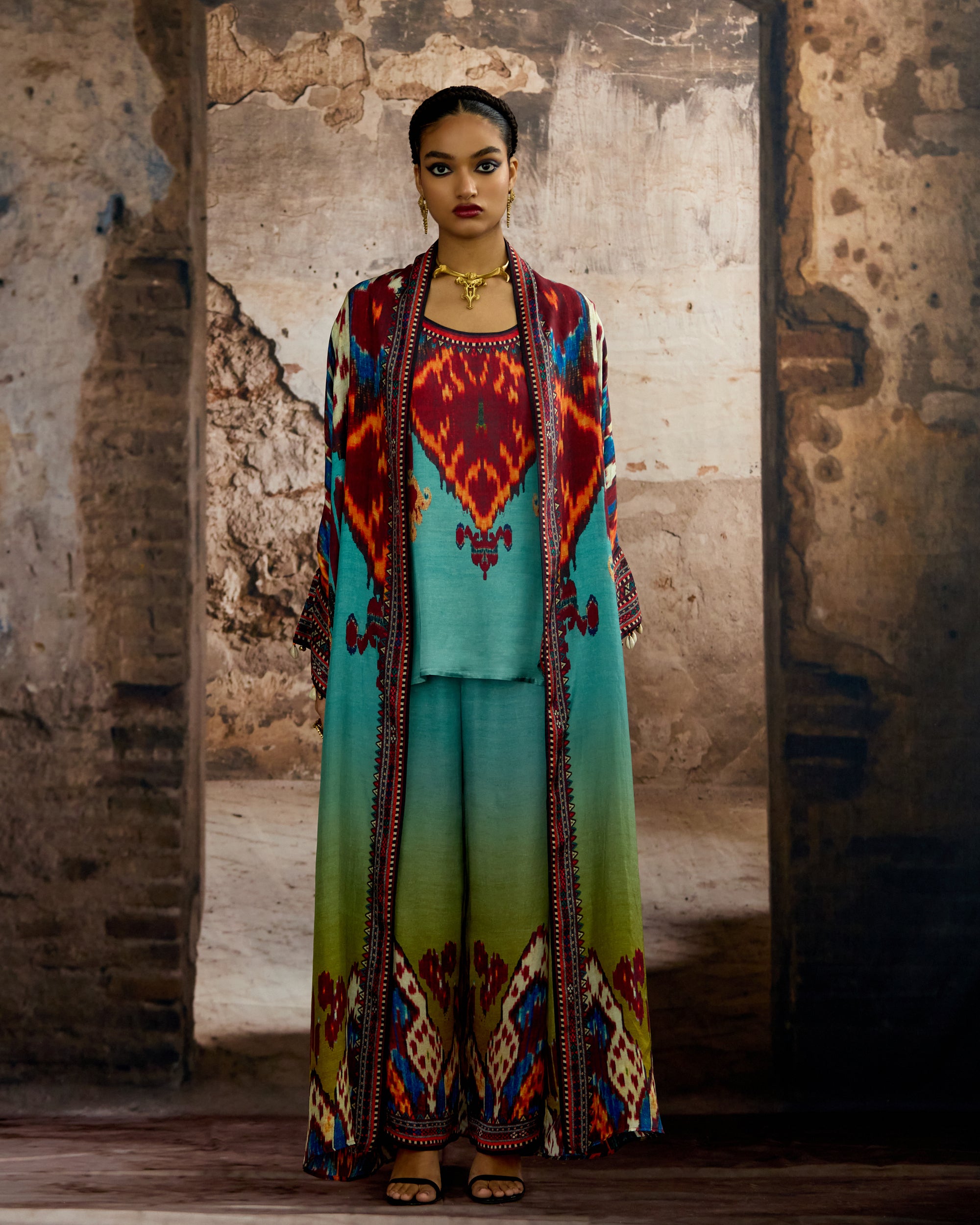 Kasbah : Kimono - Aqua/Lime