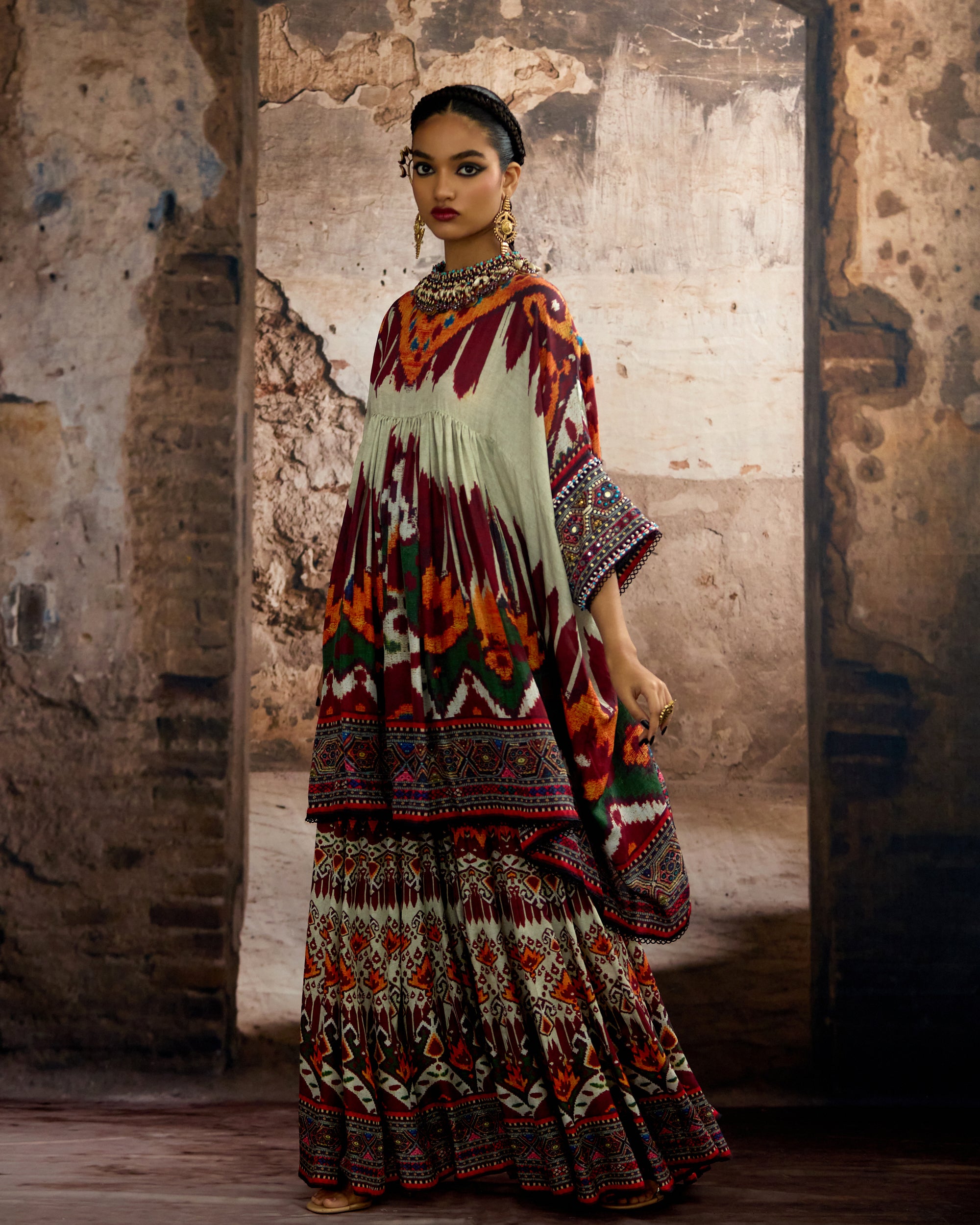 Kasbah : Parvati Sharara - Beige/Red