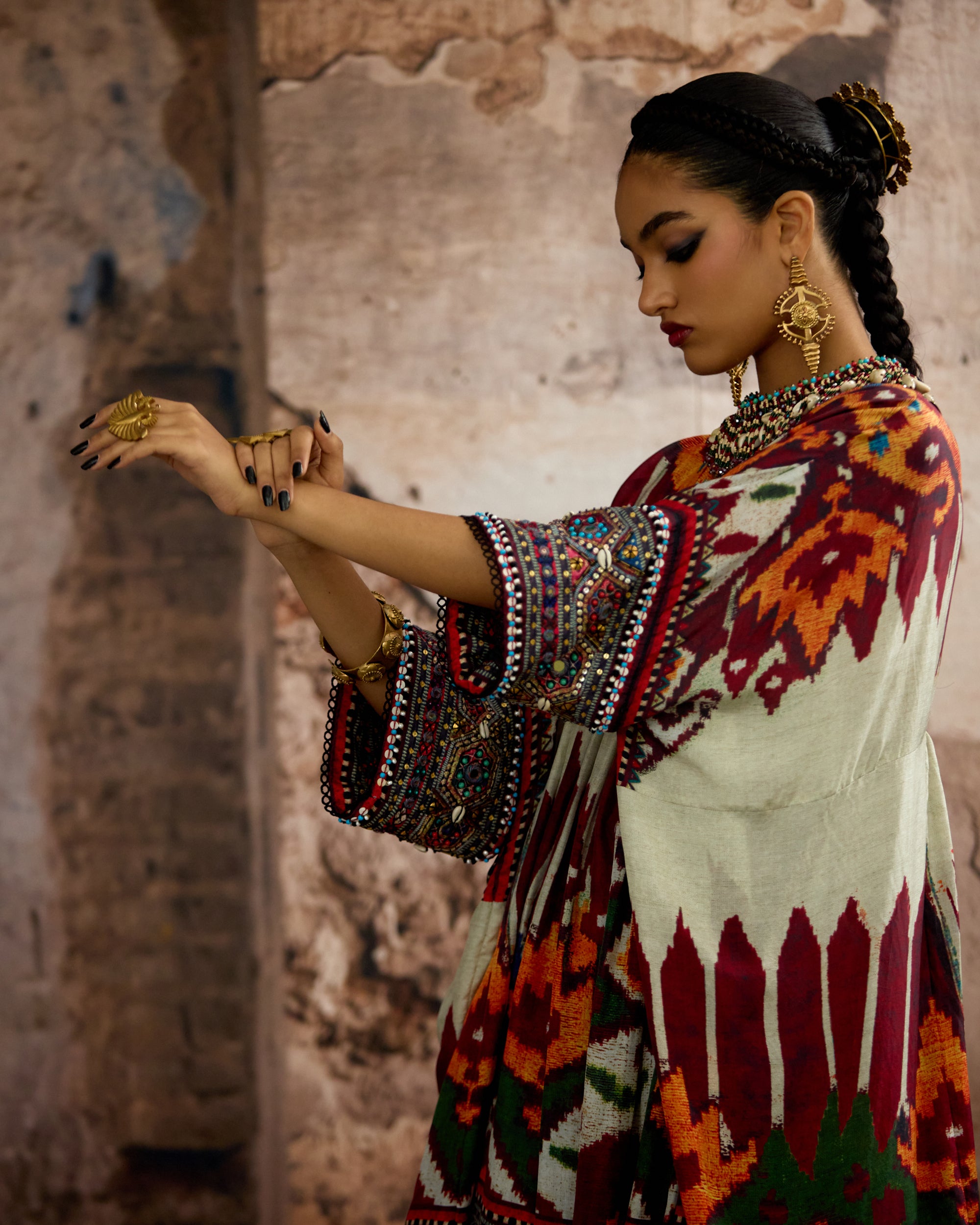 Kasbah : Parvati Sharara - Beige/Red