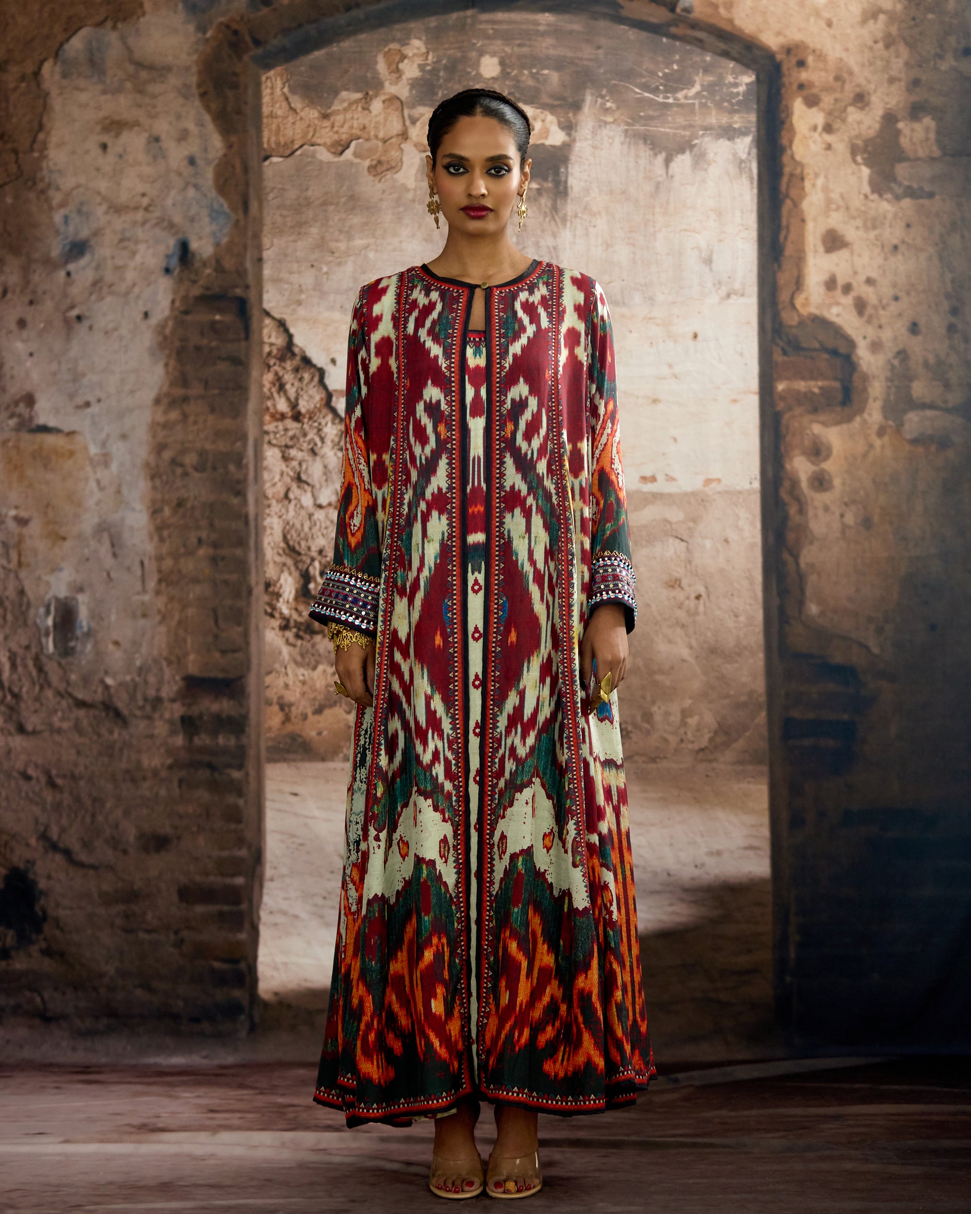 Kasbah : Aziza - Beige/Maroon