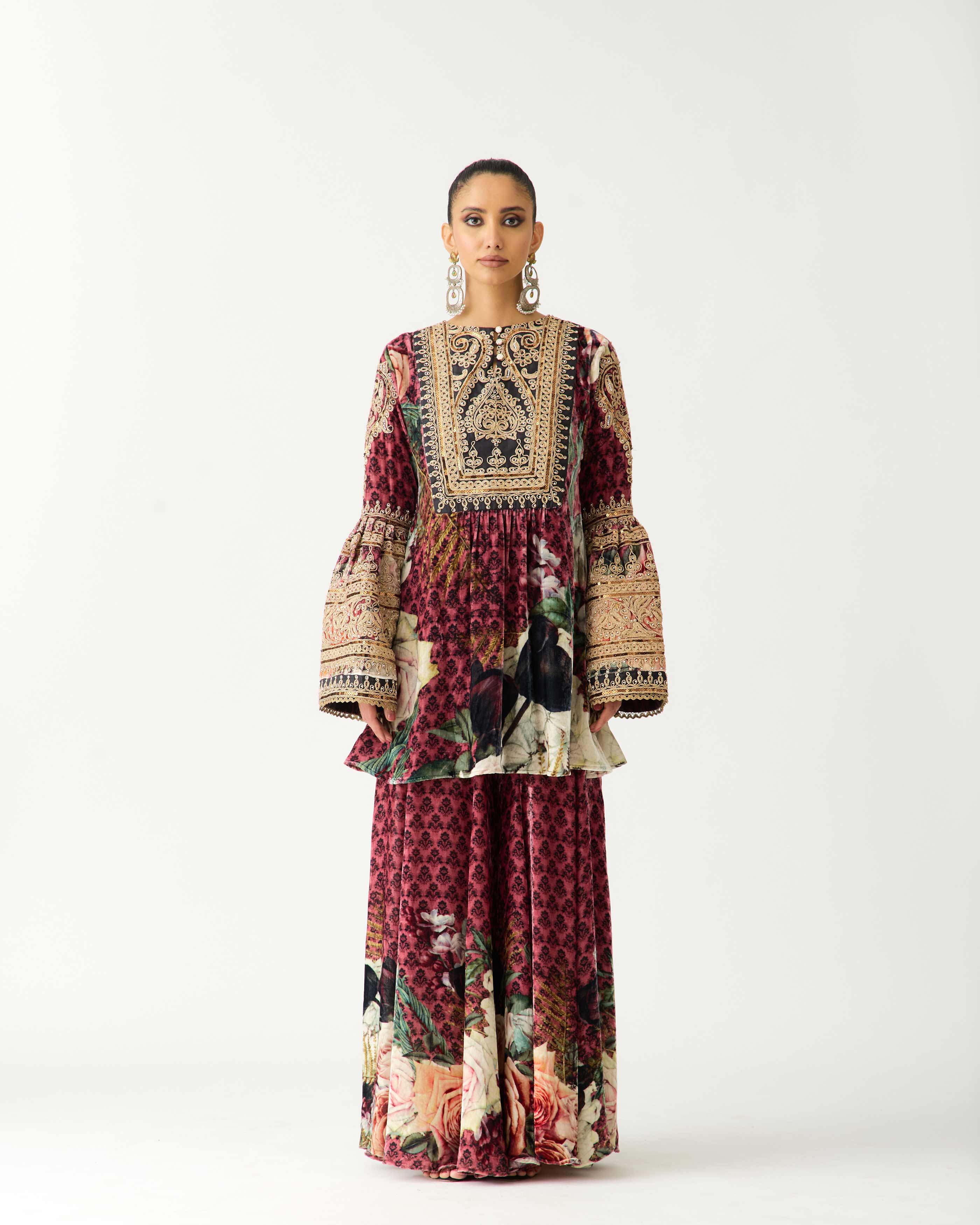 Zubaida : Pankti/Gharara - Vintage Rose