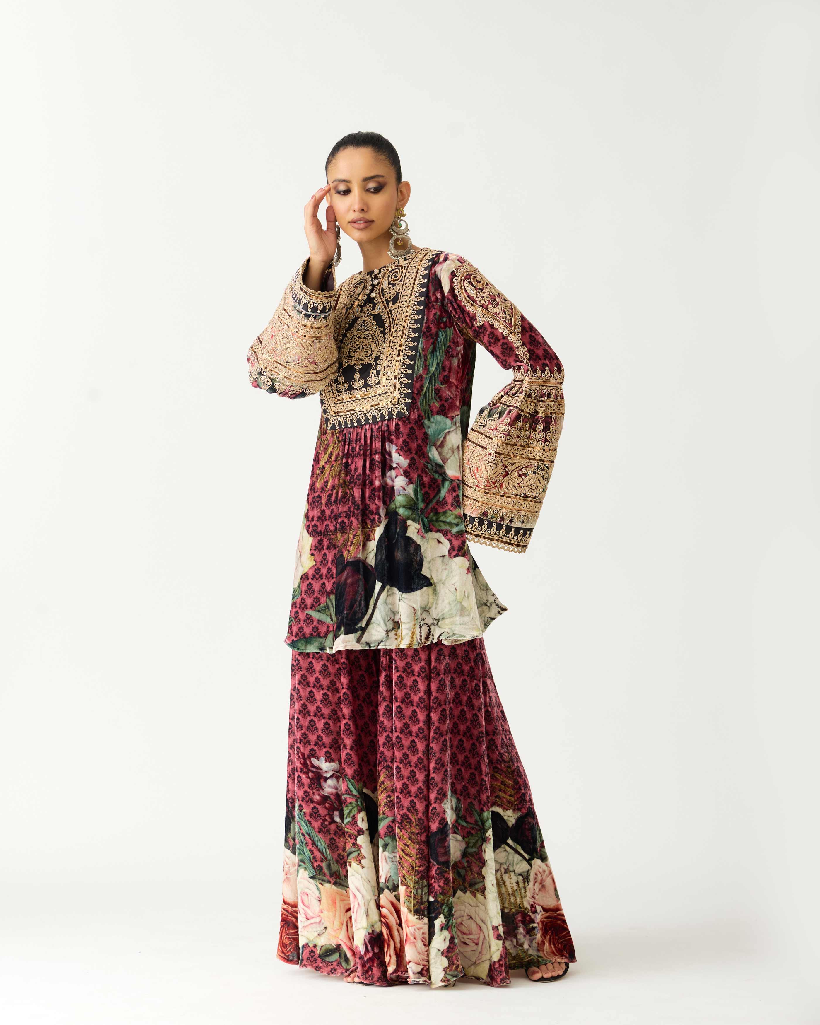 Zubaida : Pankti/Gharara - Vintage Rose