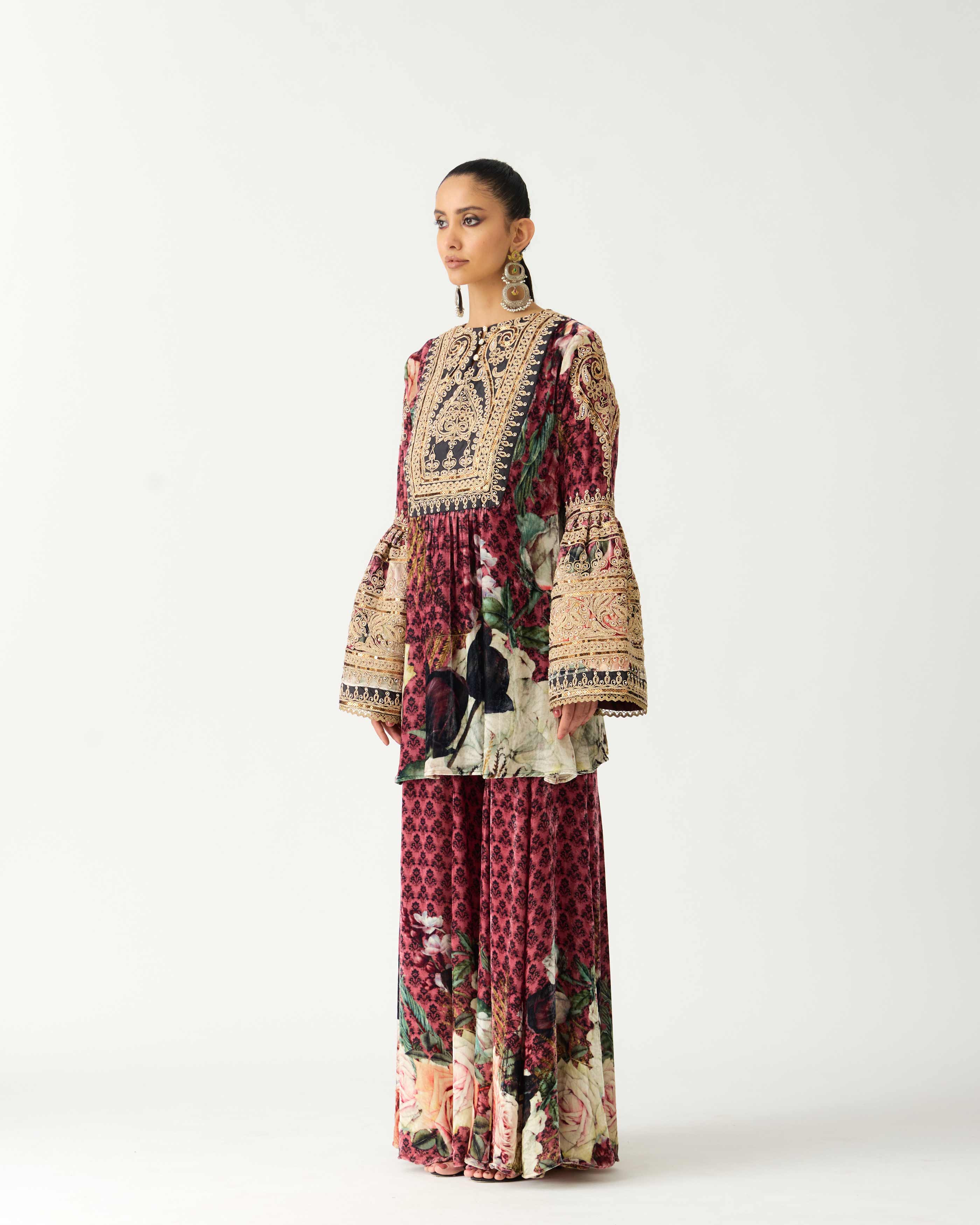 Zubaida : Pankti/Gharara - Vintage Rose