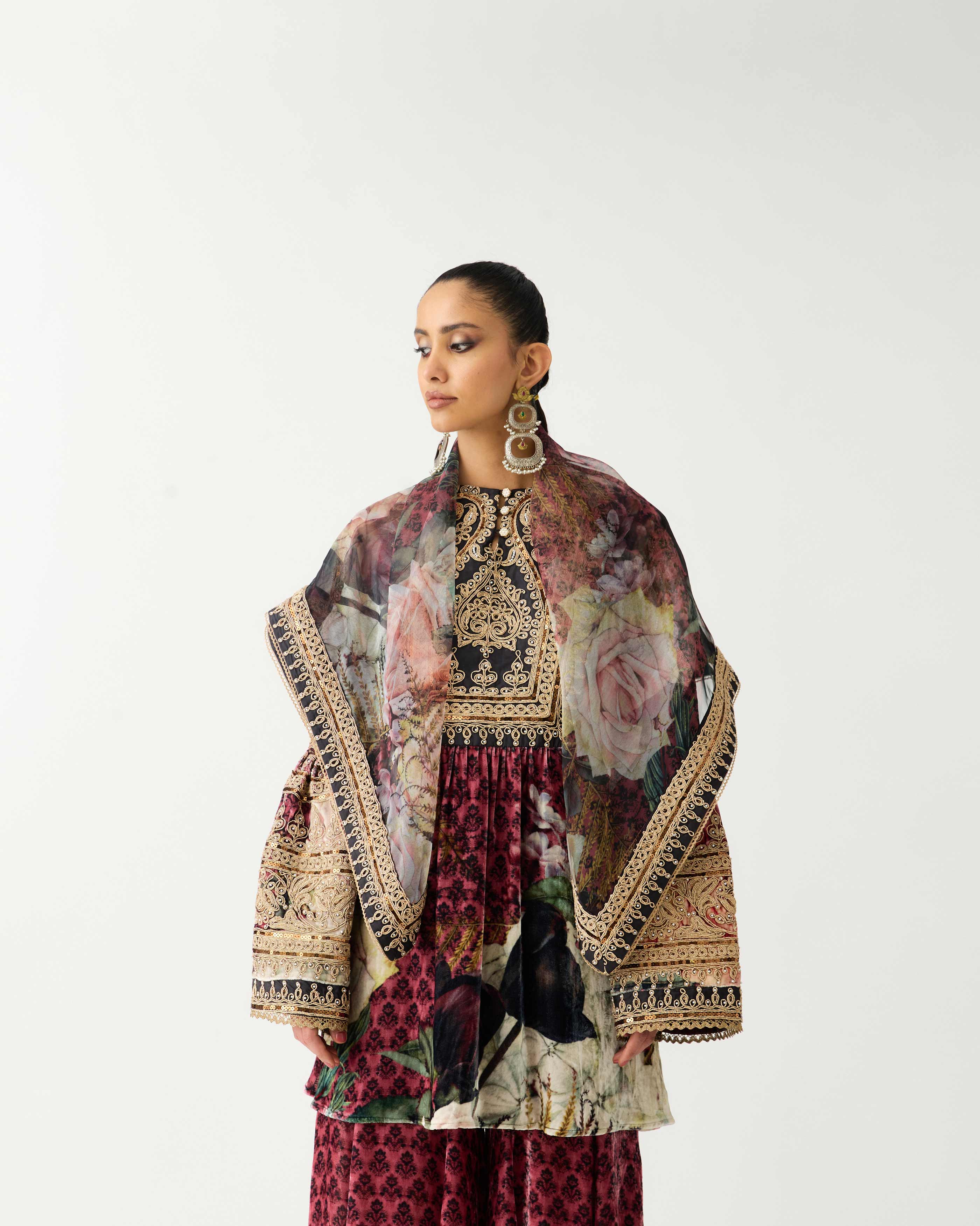 Zubaida : Pankti/Gharara - Vintage Rose