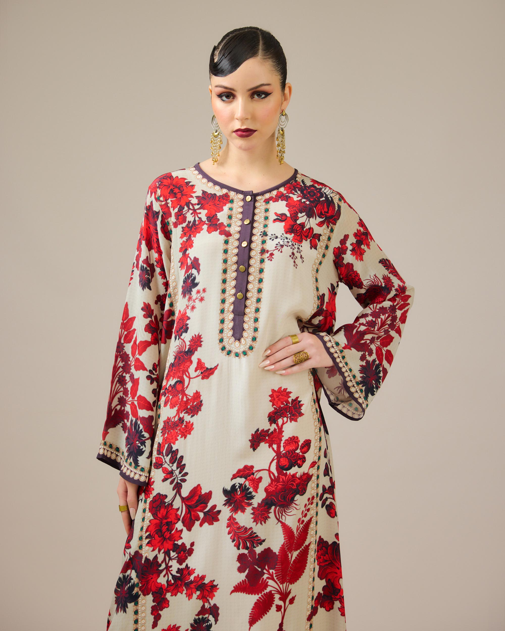 Nizam : Ghazala - Ivory/Red