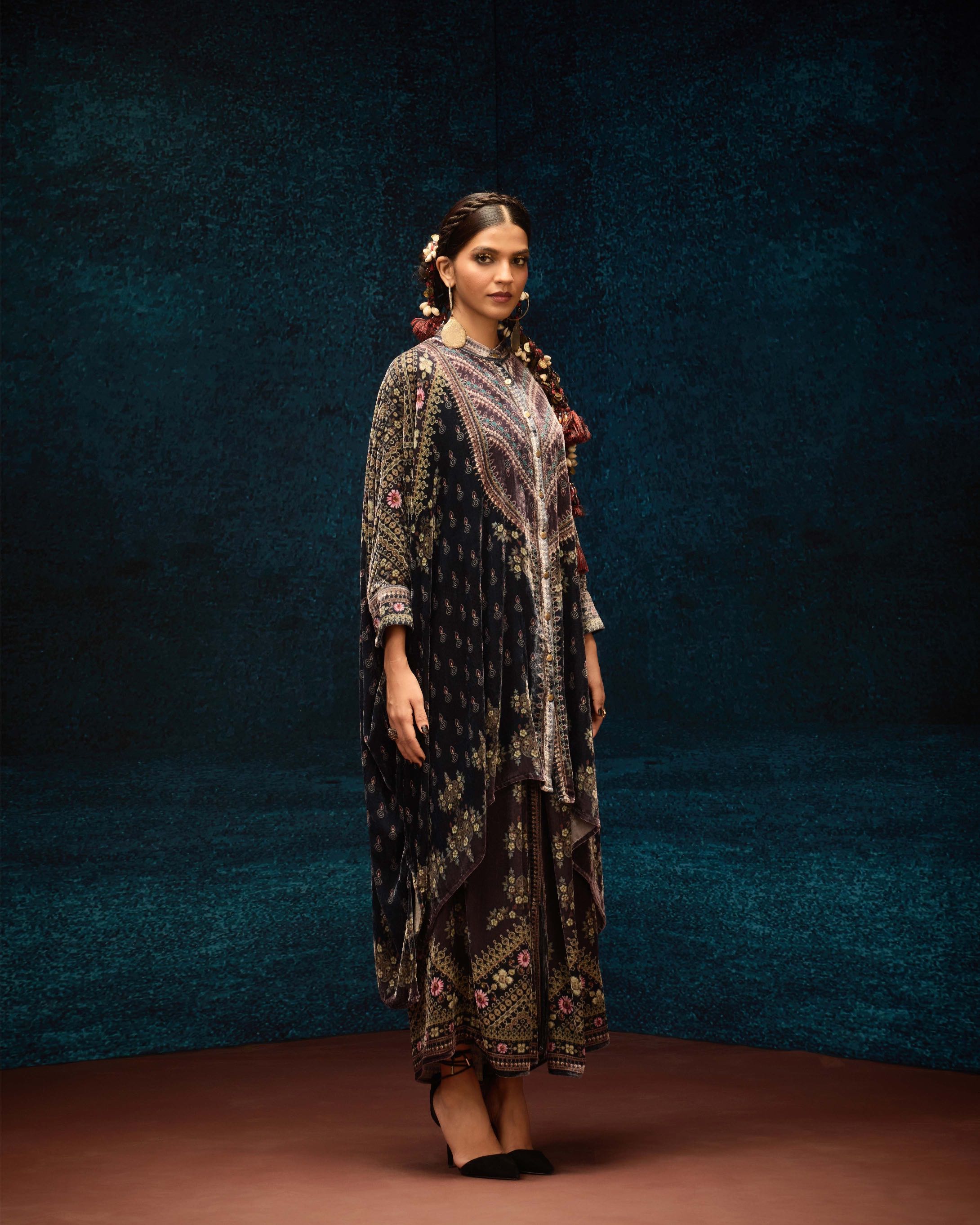 Ajrakh : Dakota - Black/Burgundy