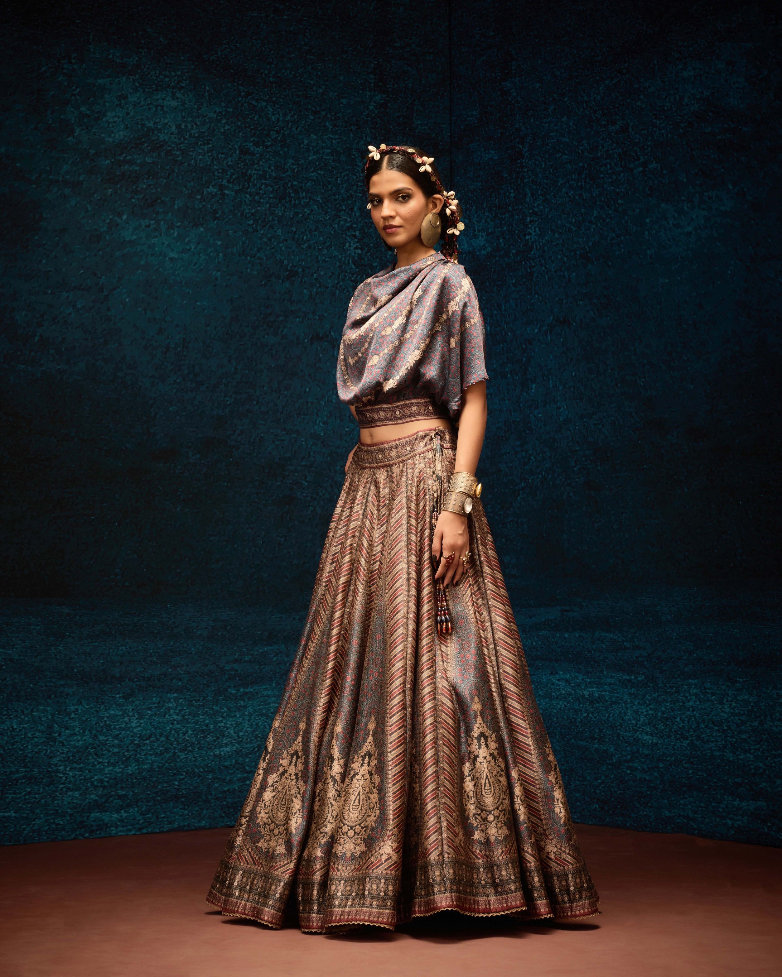 Ajrakh : Varsha Leela - Blue/Maroon