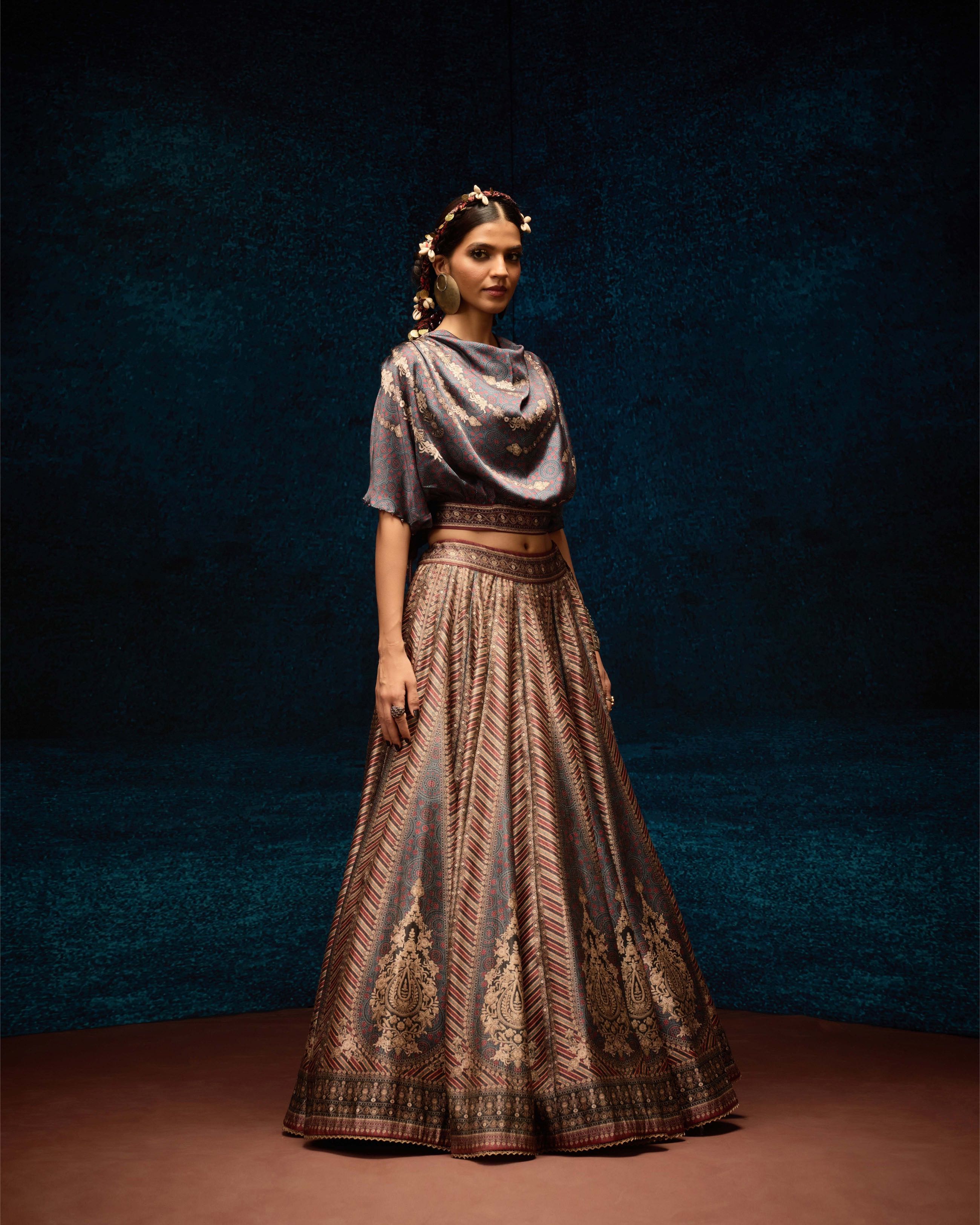 Ajrakh : Varsha Leela - Blue/Maroon