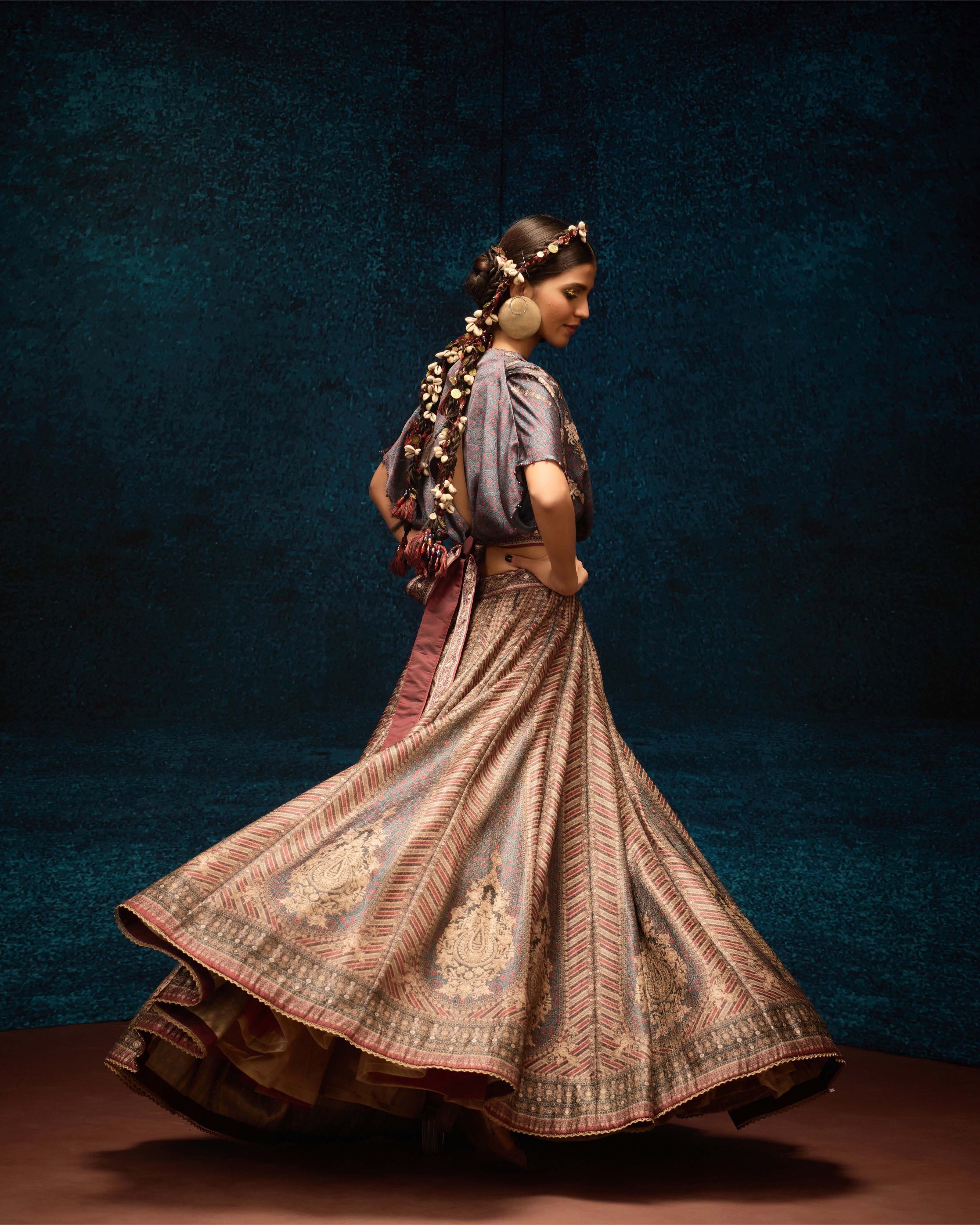 Ajrakh : Varsha Leela - Blue/Maroon