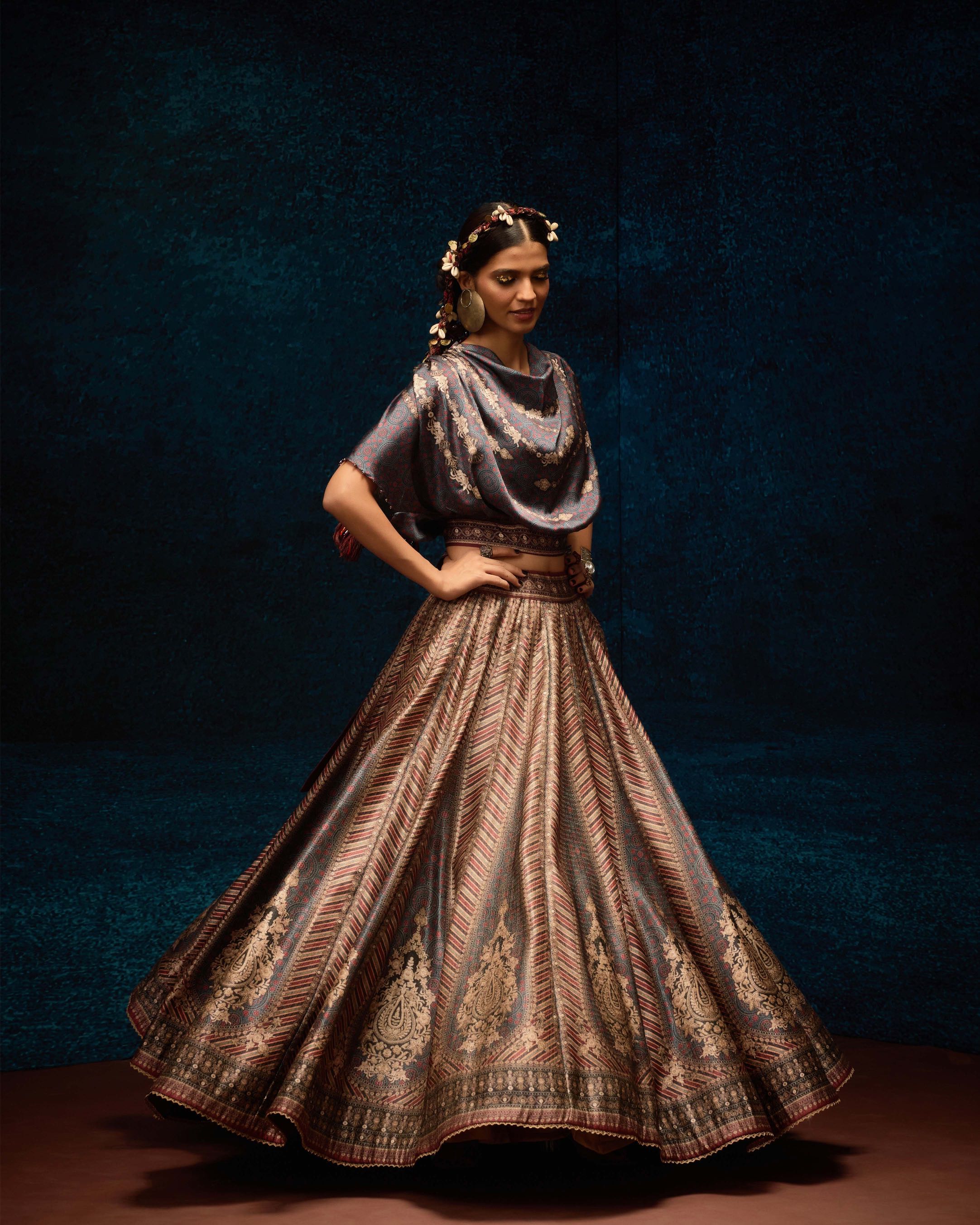 Ajrakh : Varsha Leela - Blue/Maroon