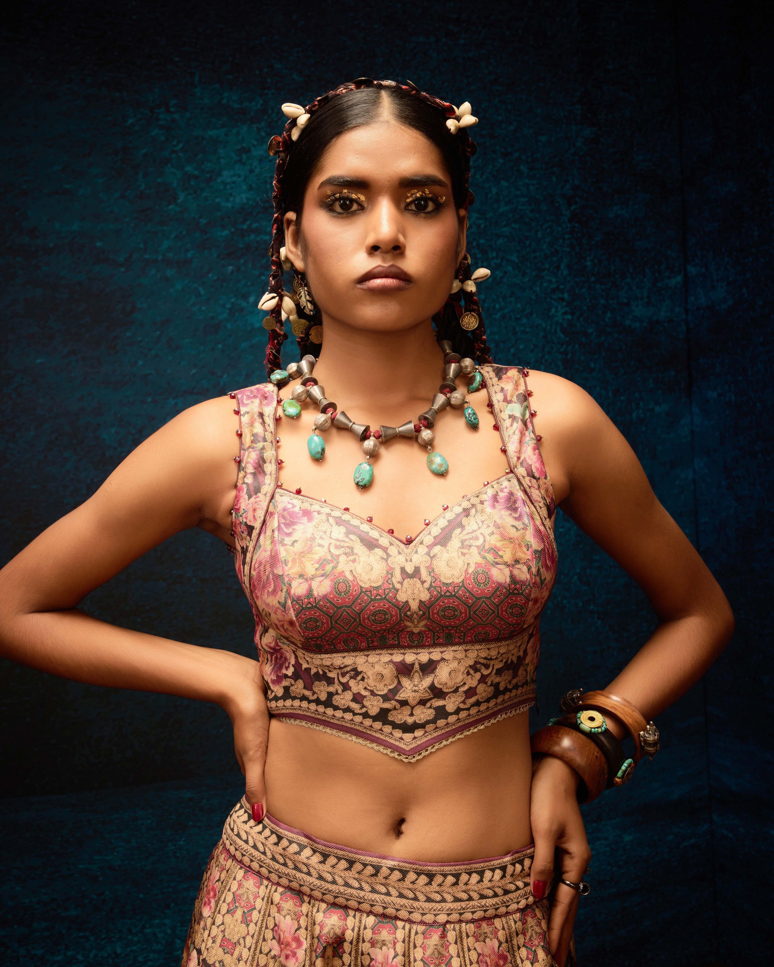 Ajrakh : Leela - Maroon
