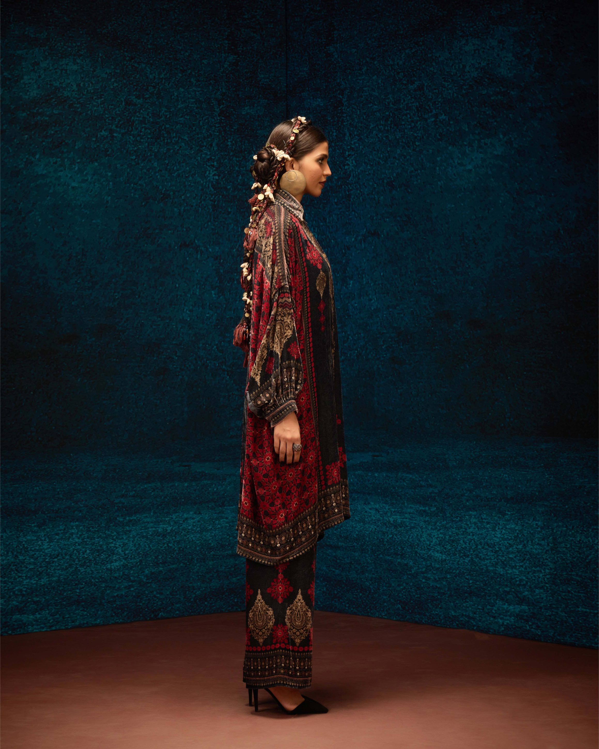 Ajrakh : Simona - Red/Black