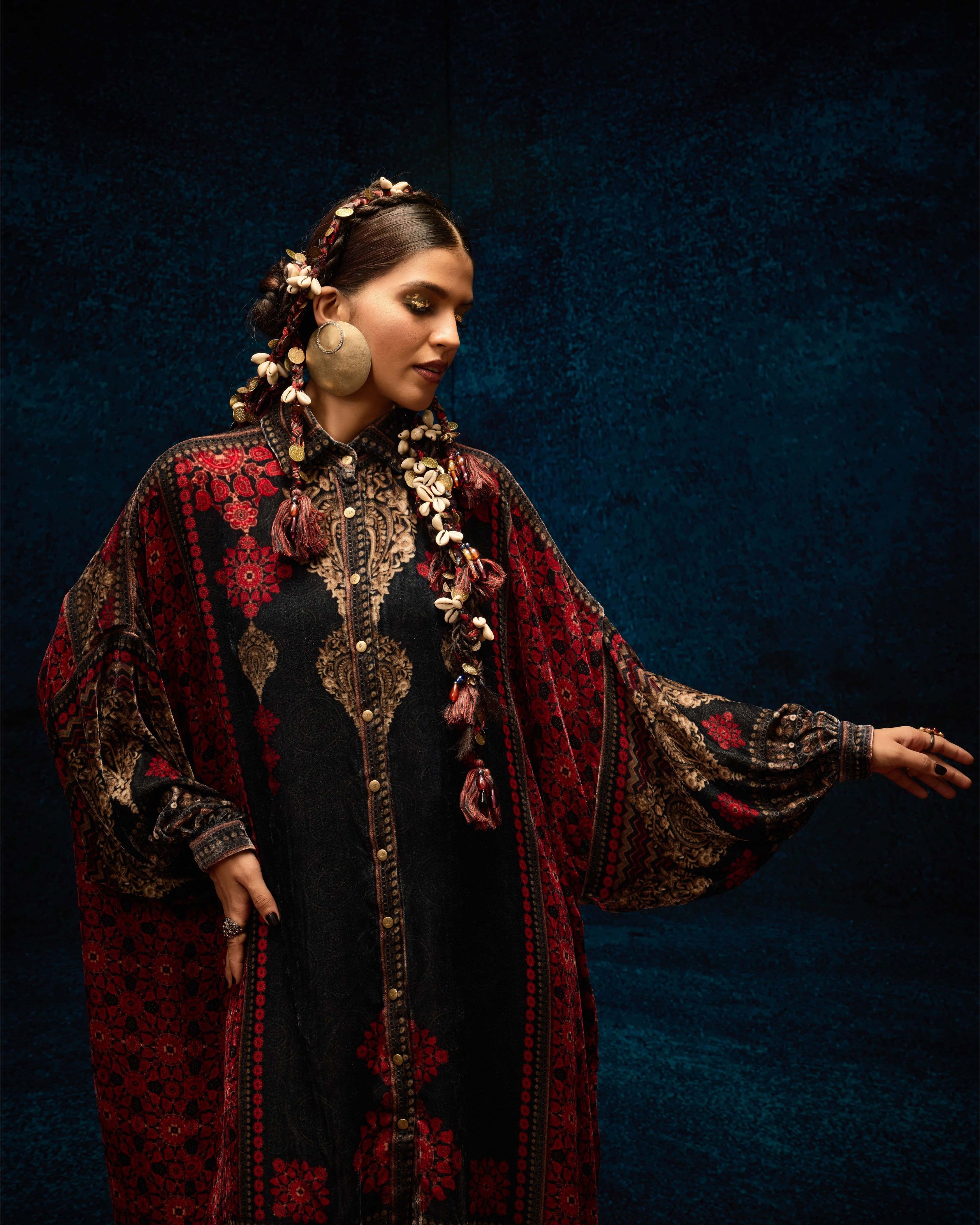 Ajrakh : Simona - Red/Black