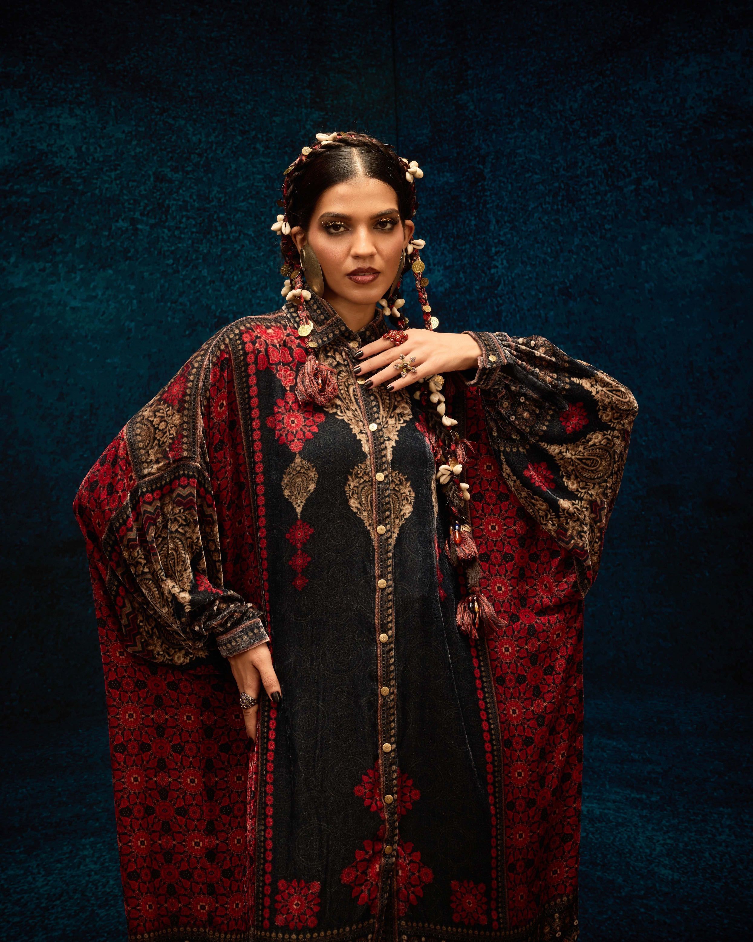 Ajrakh : Simona - Red/Black