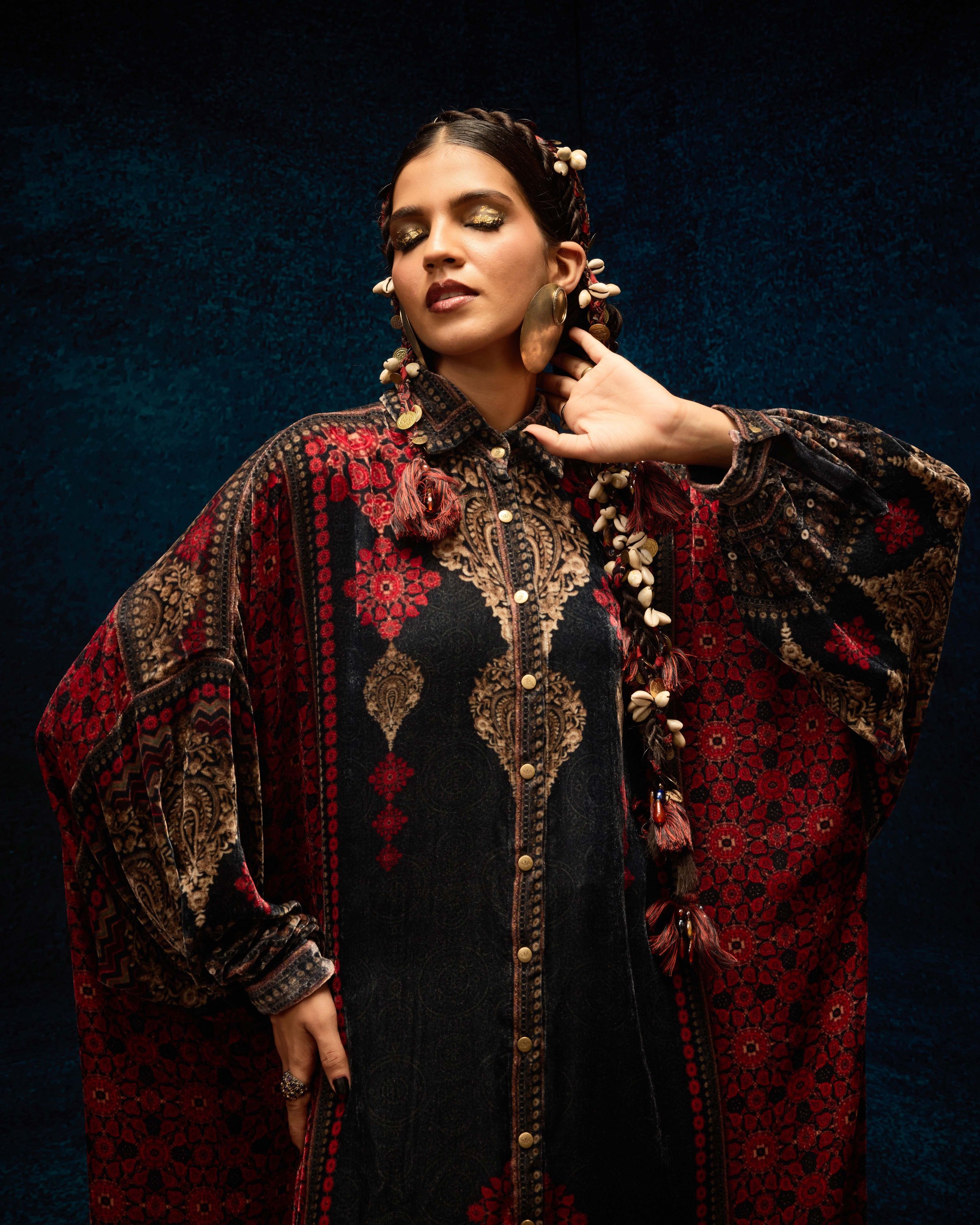 Ajrakh : Simona - Red/Black