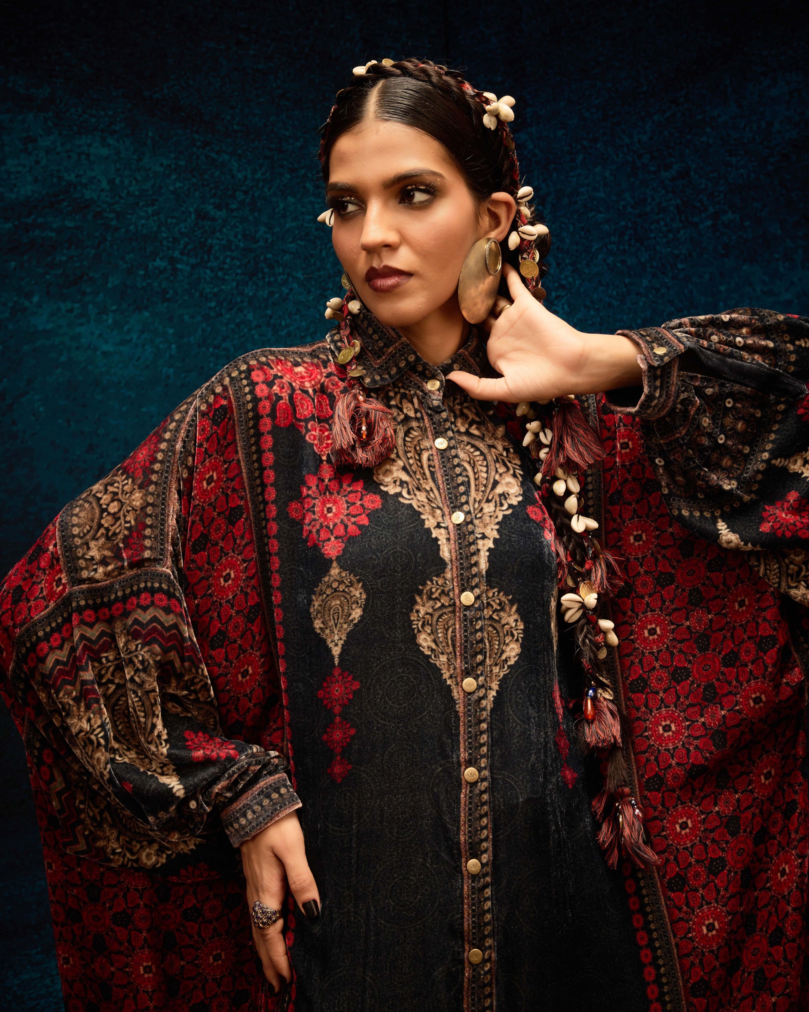 Ajrakh : Simona - Red/Black