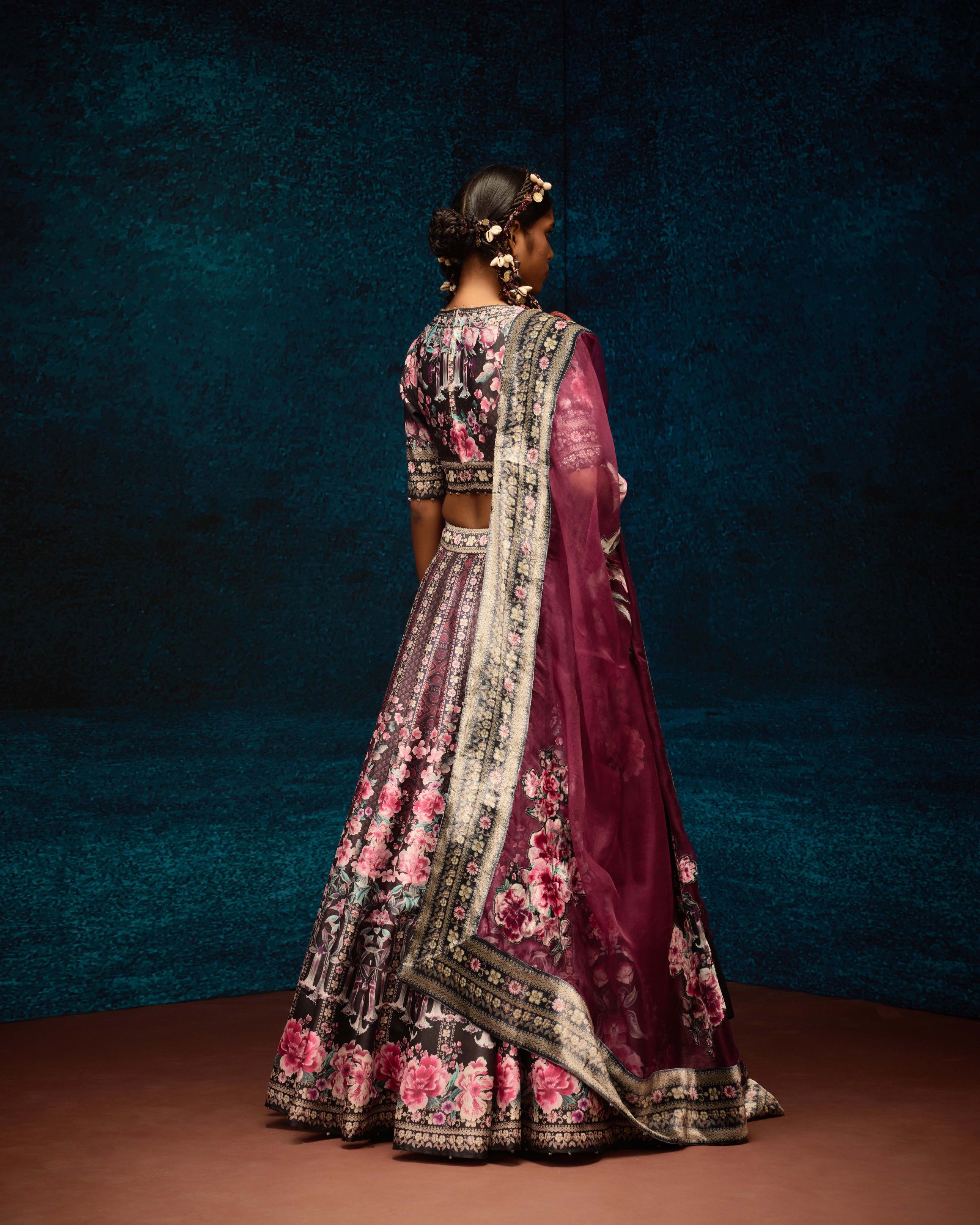Ajrakh : Leela - Black/Raspberry