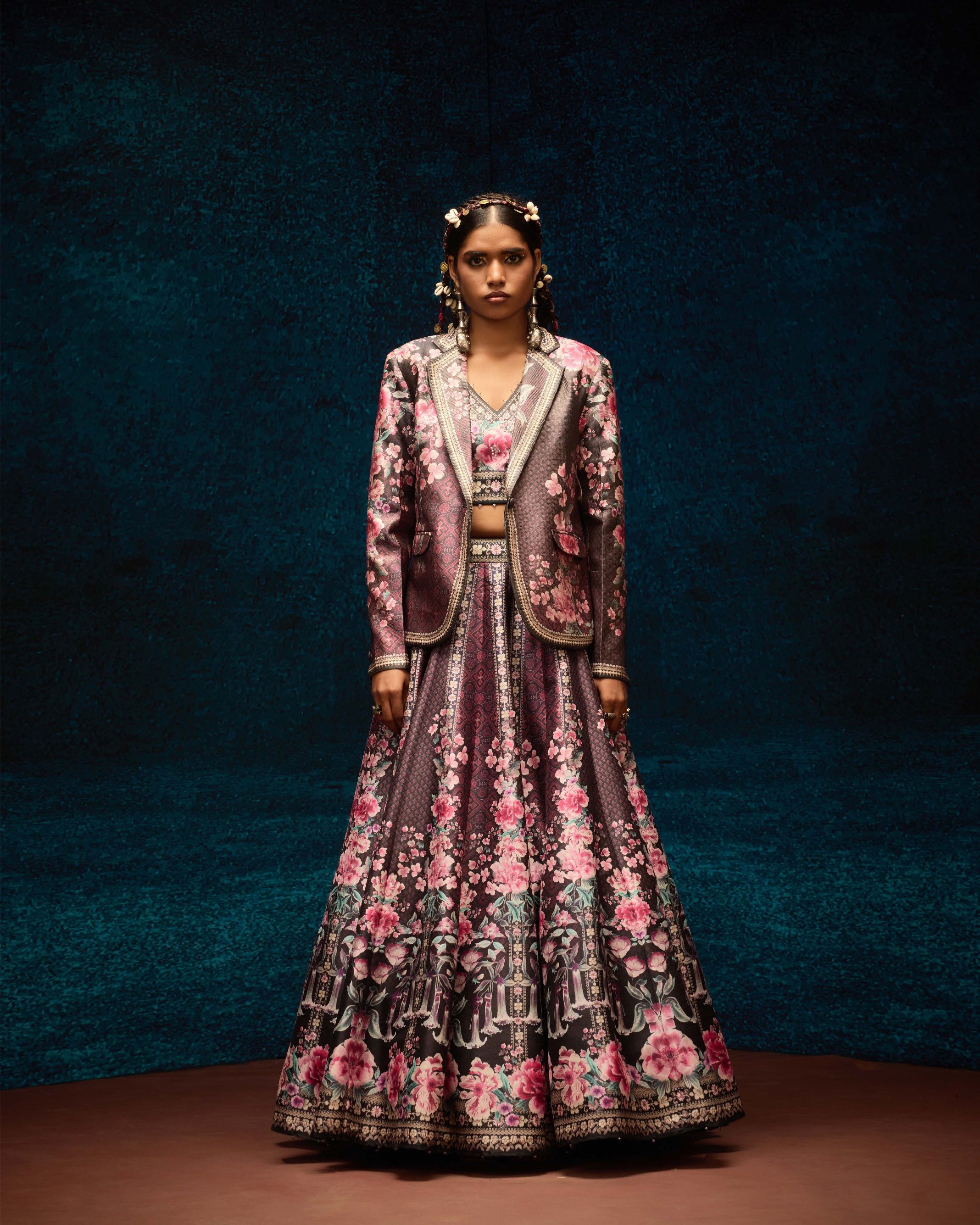 Ajrakh : Jacket Leela - Black/Raspberry