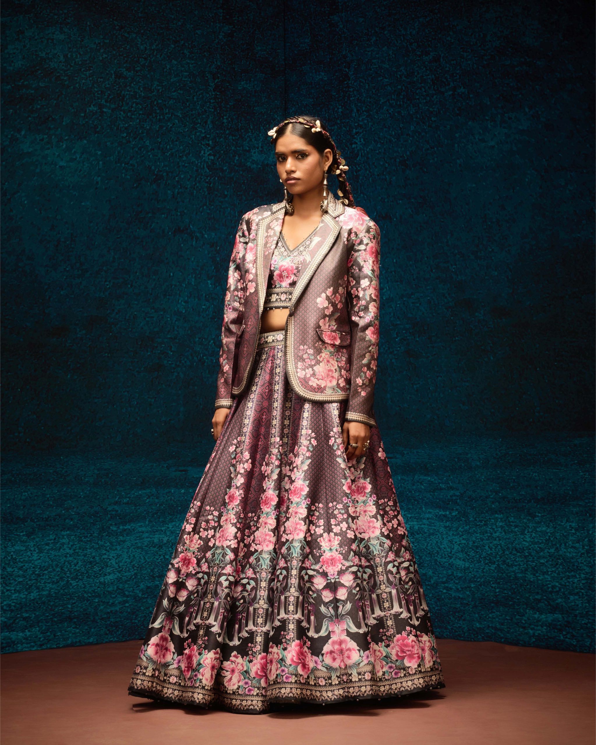 Ajrakh : Jacket Leela - Black/Raspberry