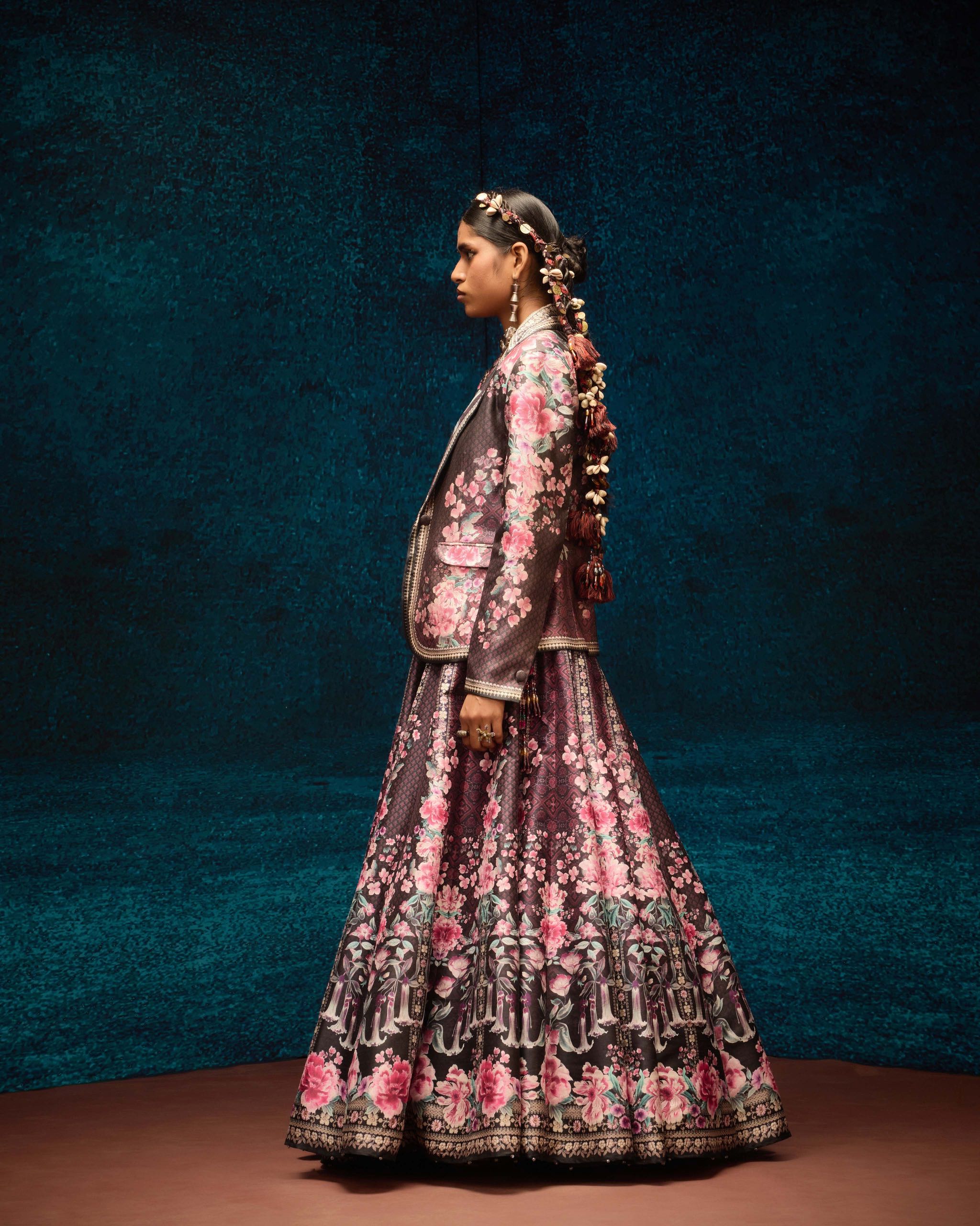 Ajrakh : Jacket Leela - Black/Raspberry