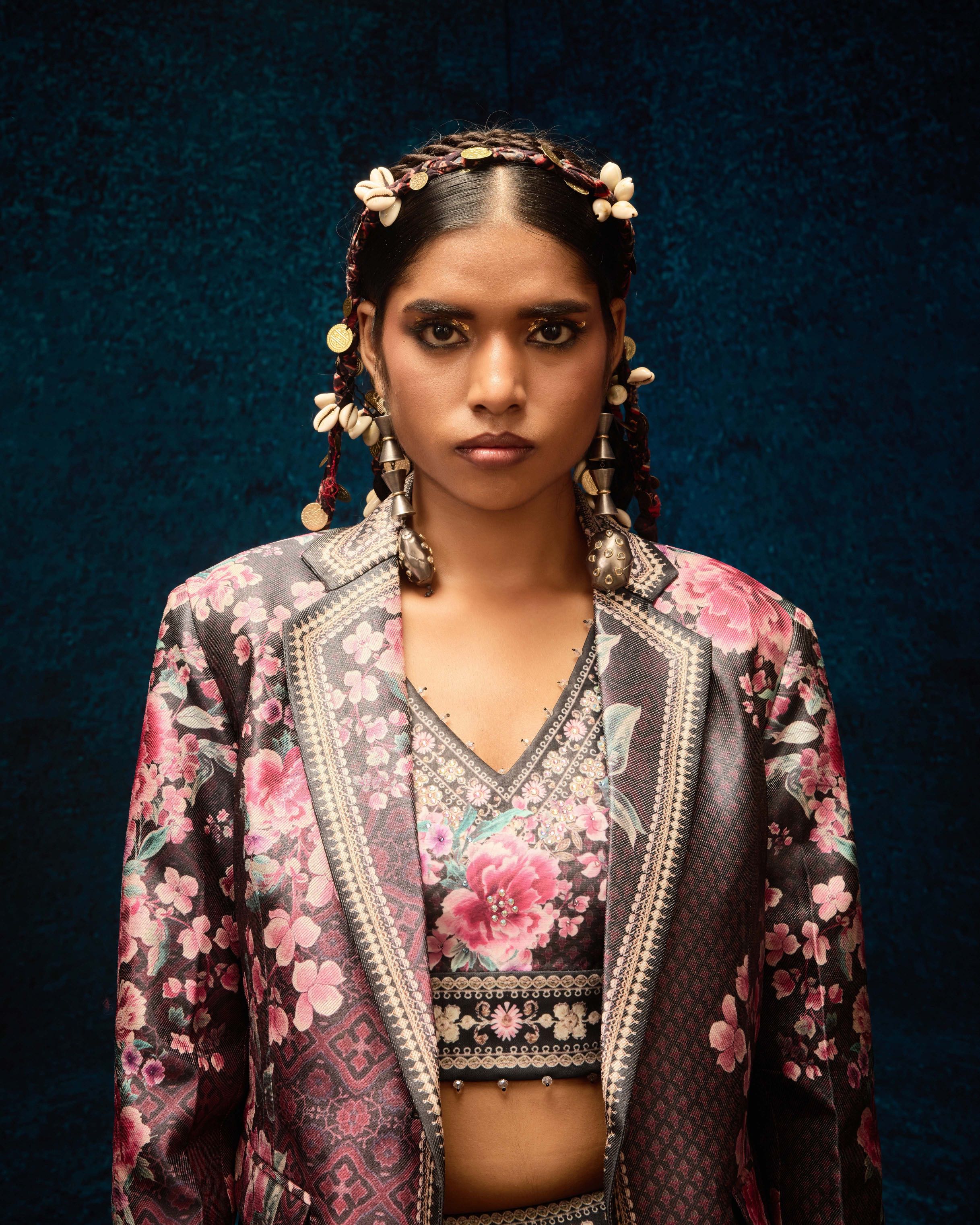 Ajrakh : Jacket Leela - Black/Raspberry