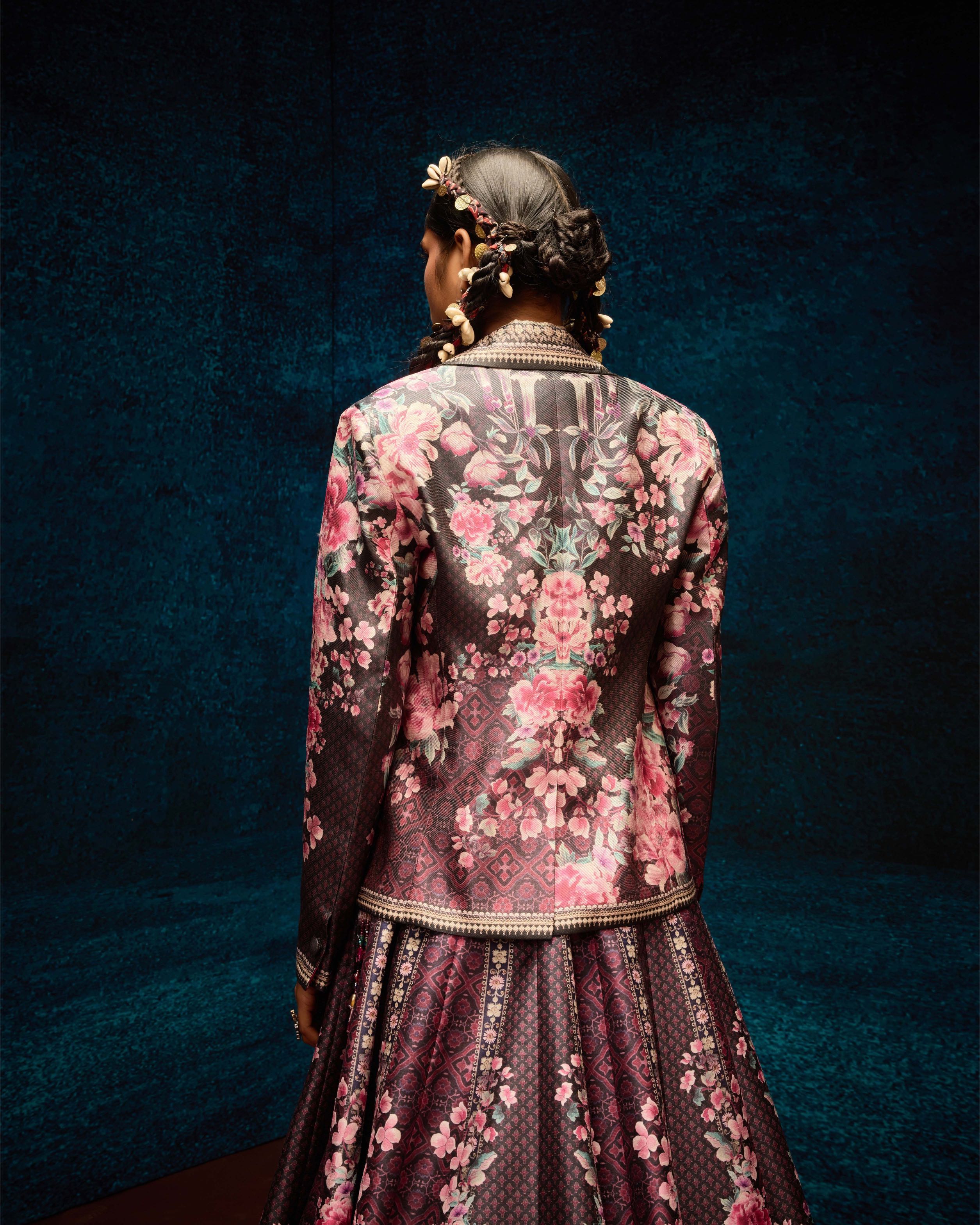 Ajrakh : Jacket Leela - Black/Raspberry