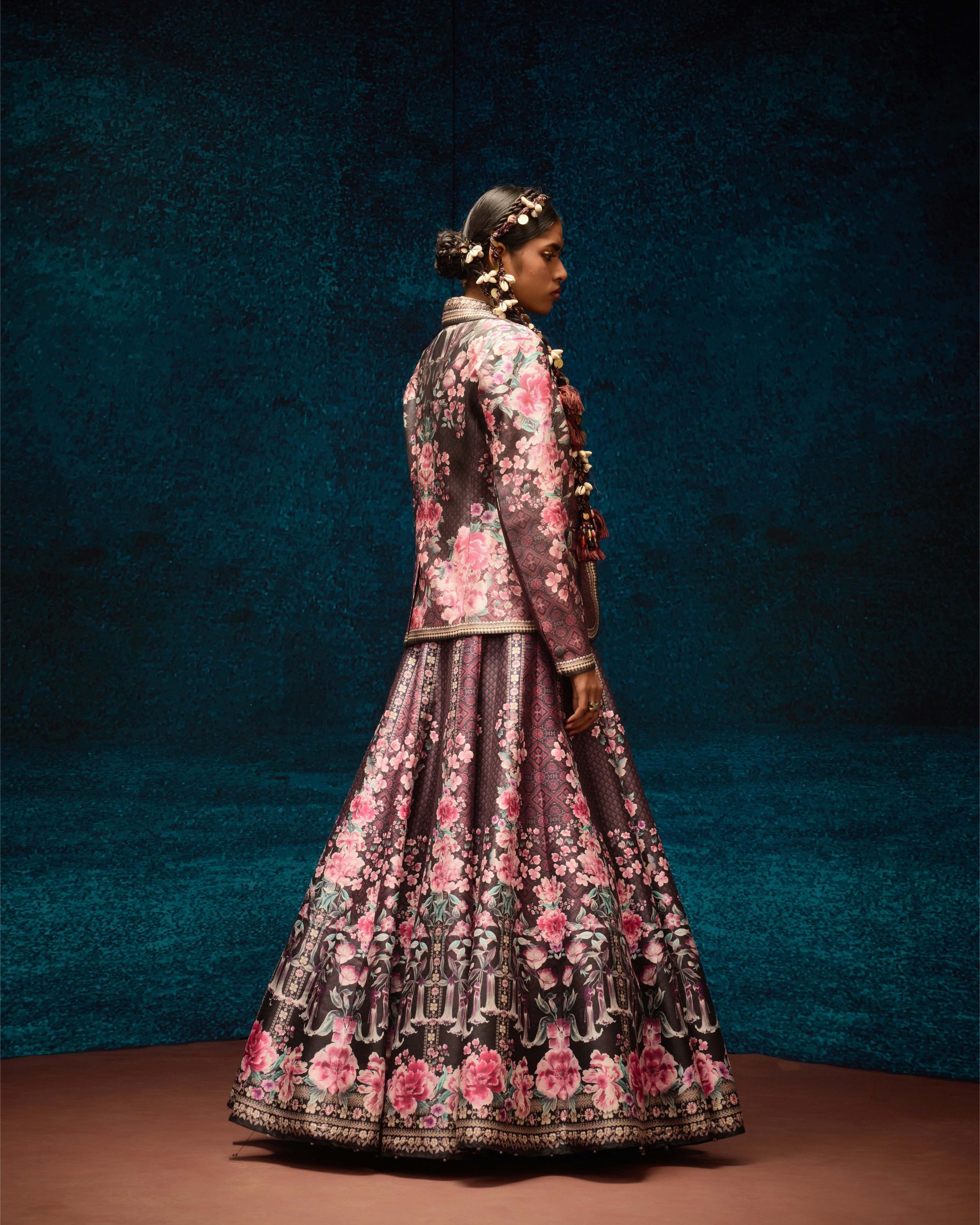 Ajrakh : Jacket Leela - Black/Raspberry
