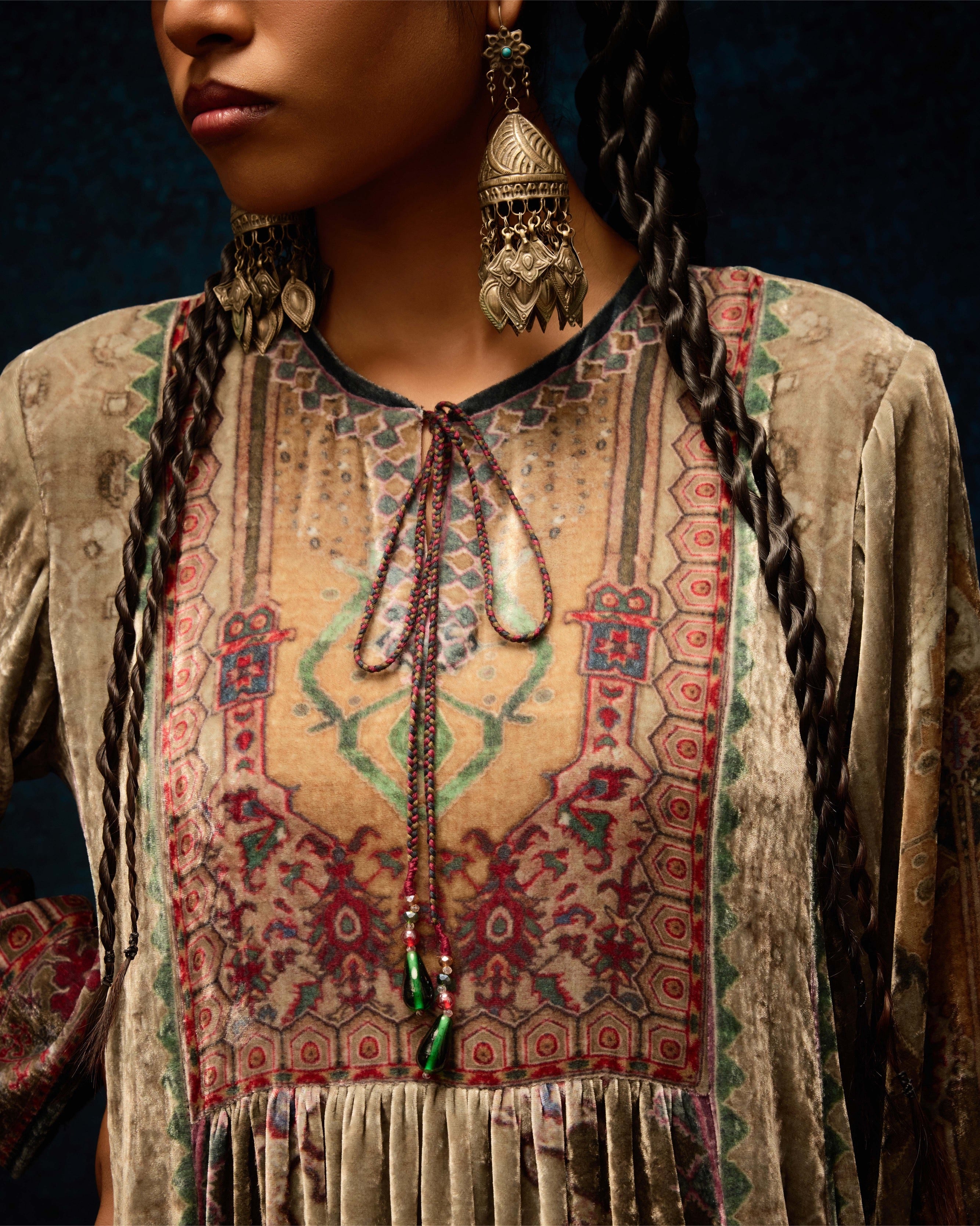 Ajrakh/Shiraz : Anisha - Taupe