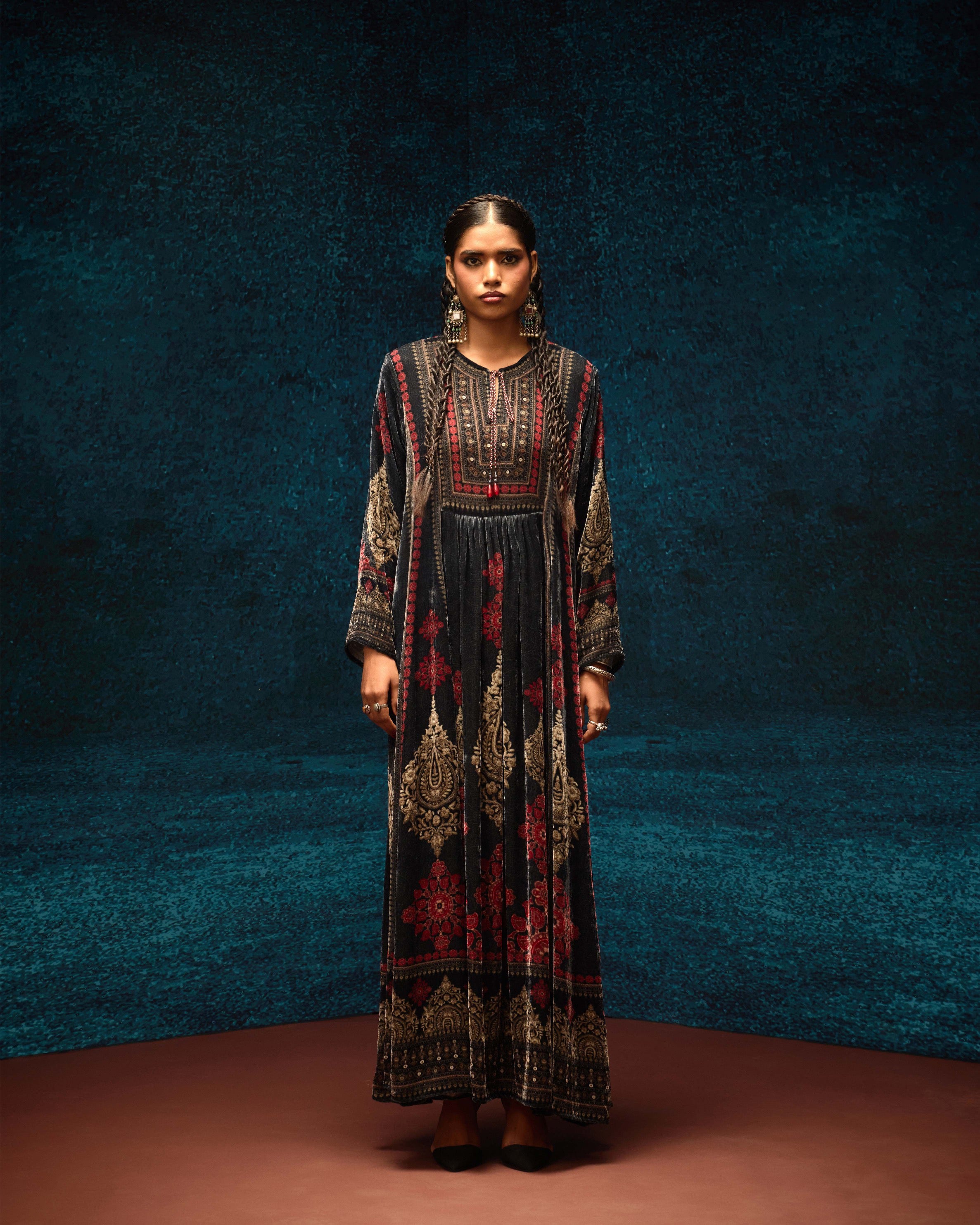 Ajrakh : Anisha - Black/Red