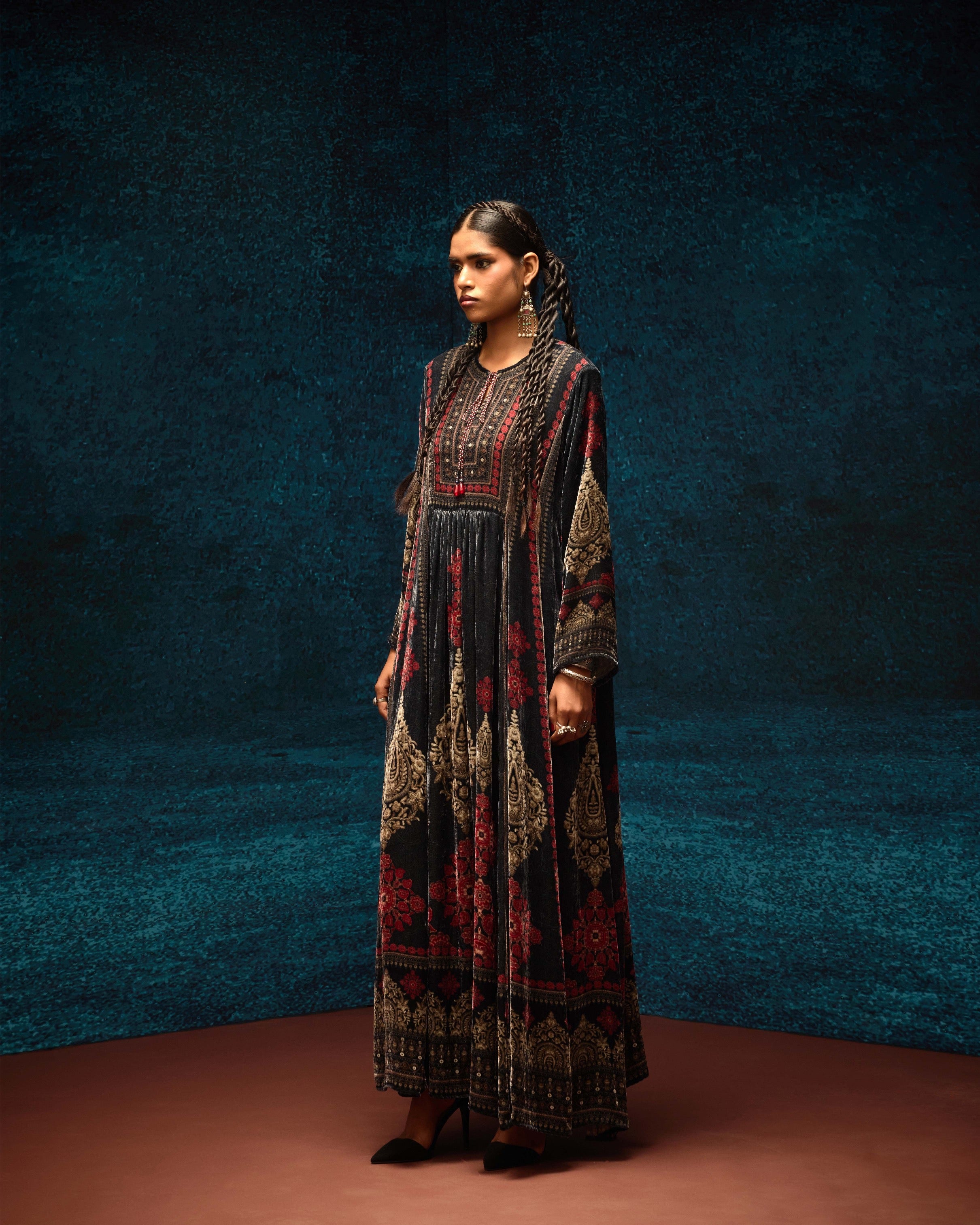 Ajrakh : Anisha - Black/Red