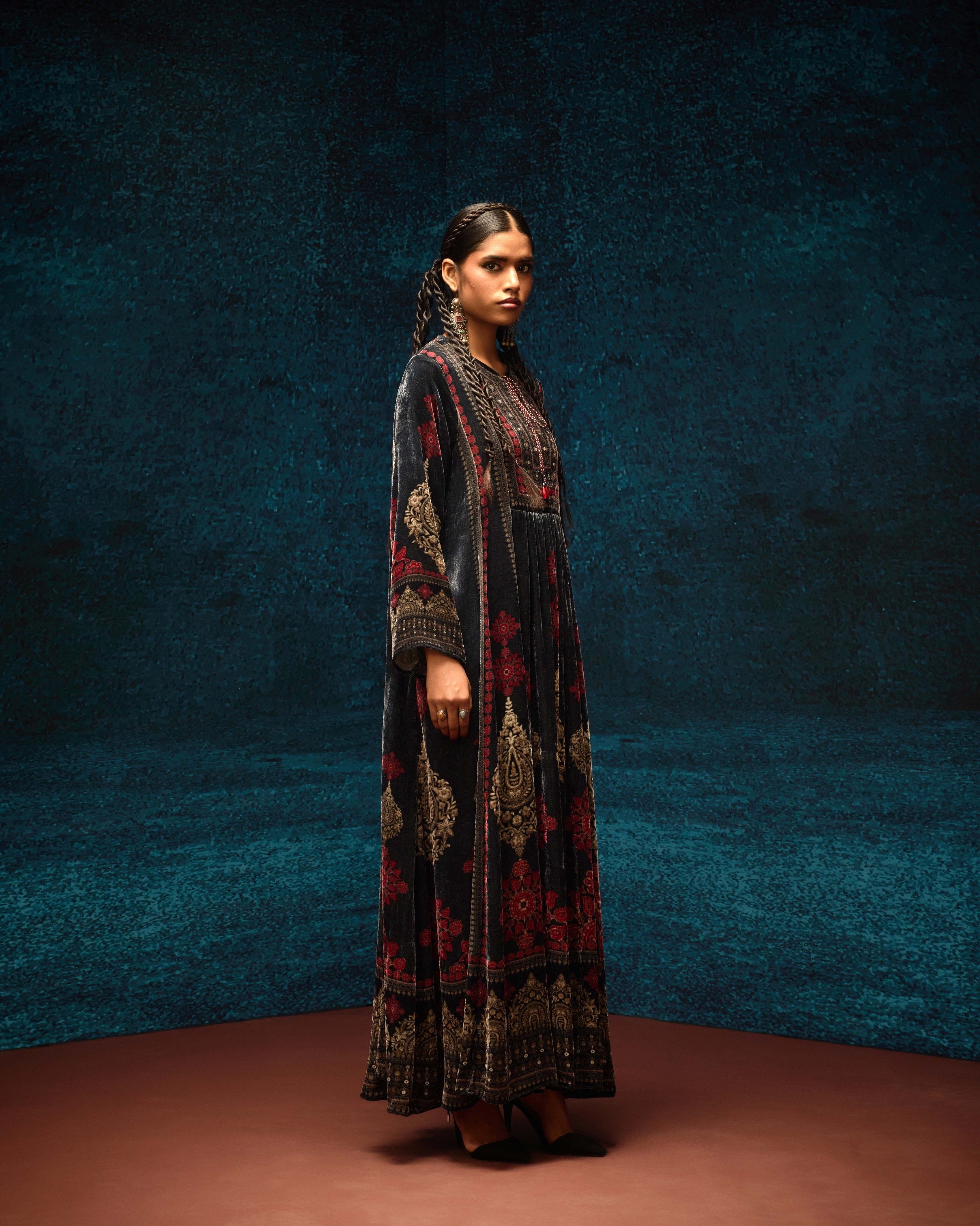 Ajrakh : Anisha - Black/Red