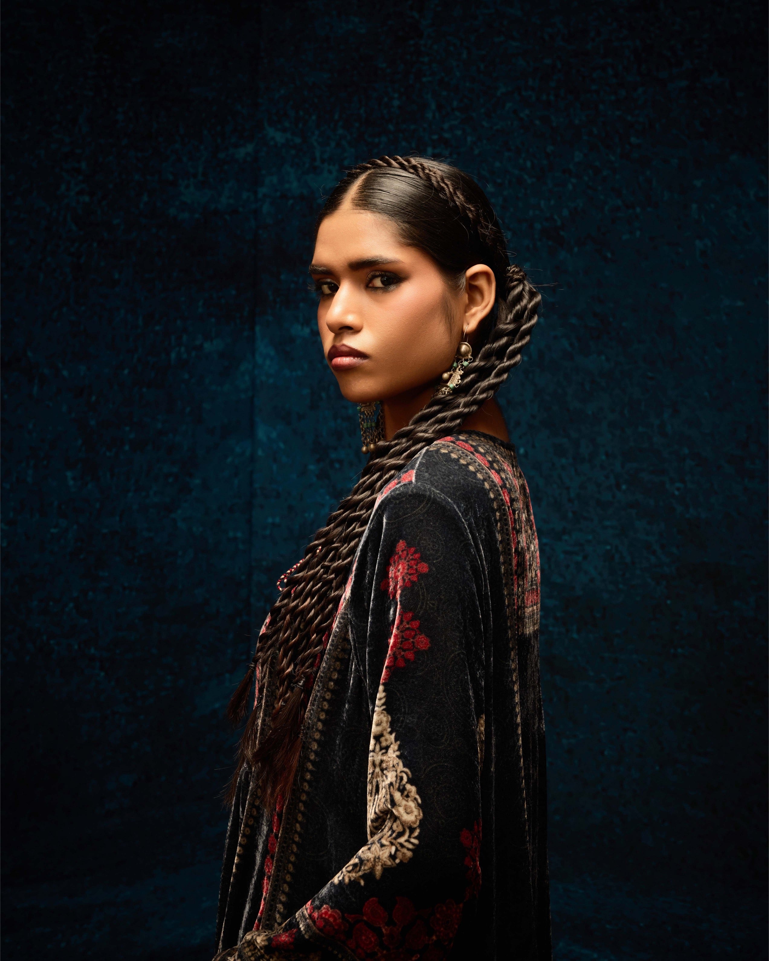 Ajrakh : Anisha - Black/Red