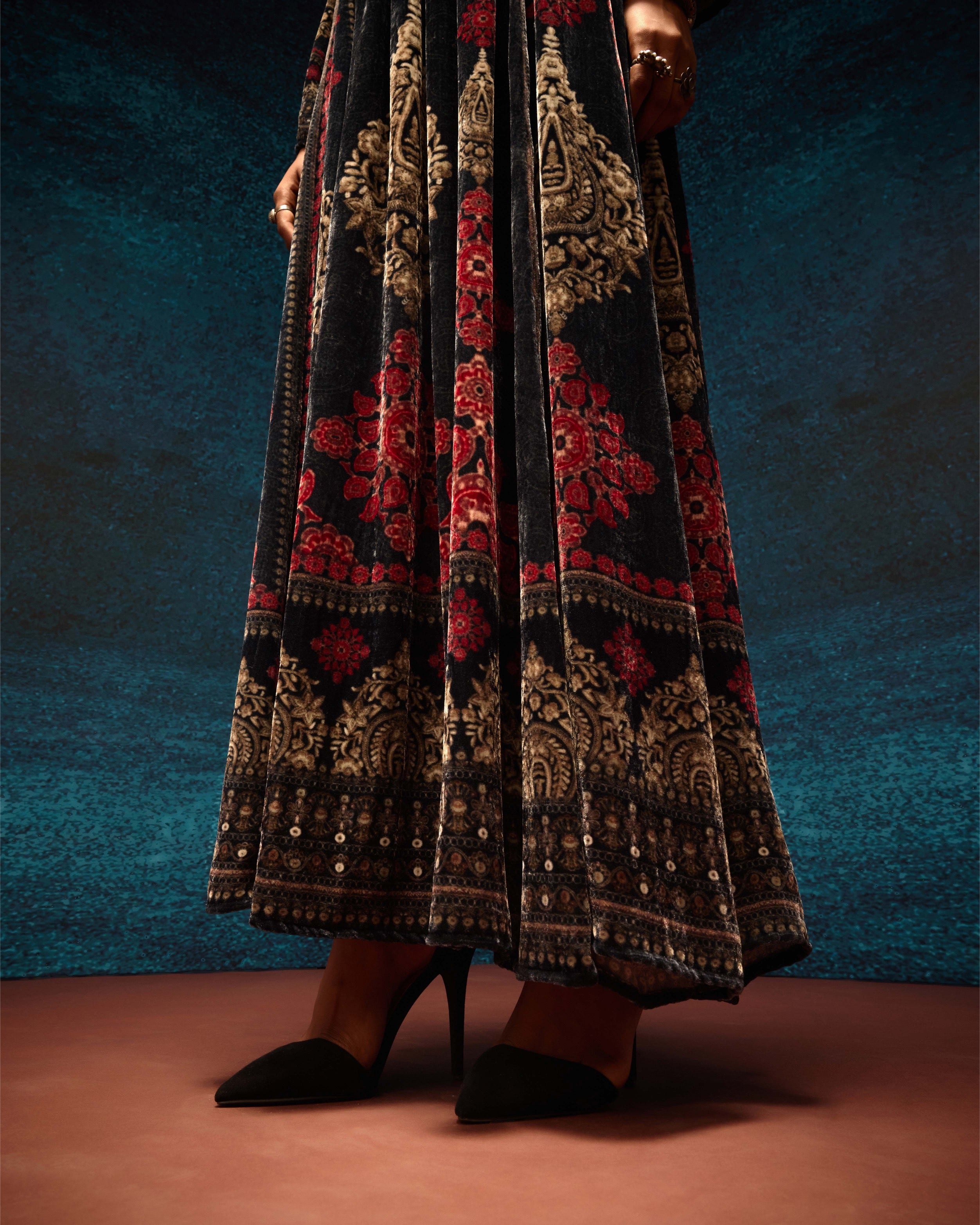 Ajrakh : Anisha - Black/Red