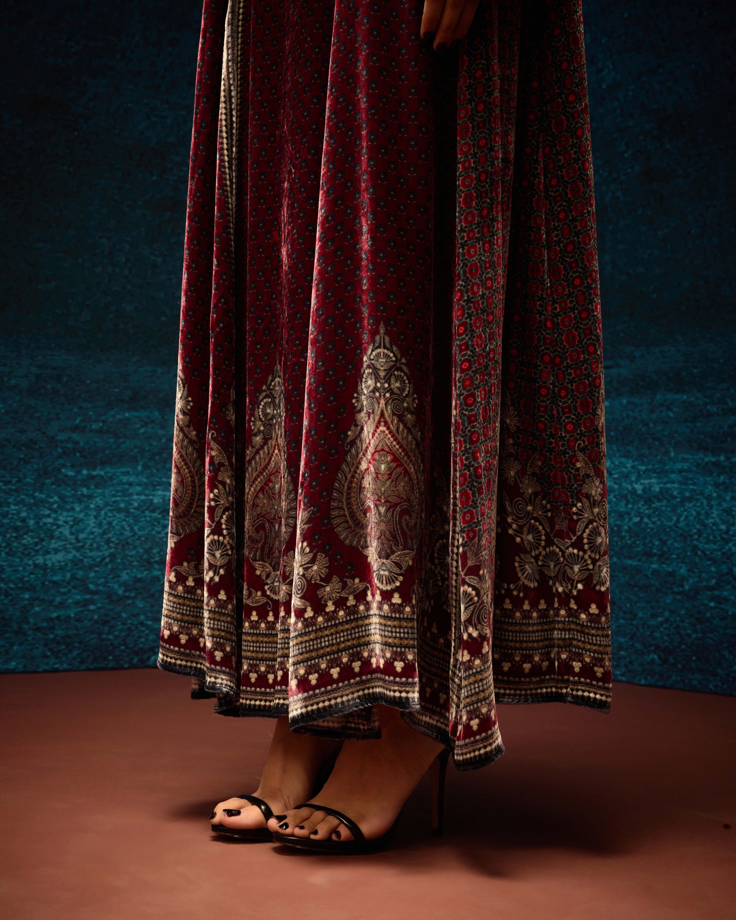 Ajrakh : Adavi - Maroon