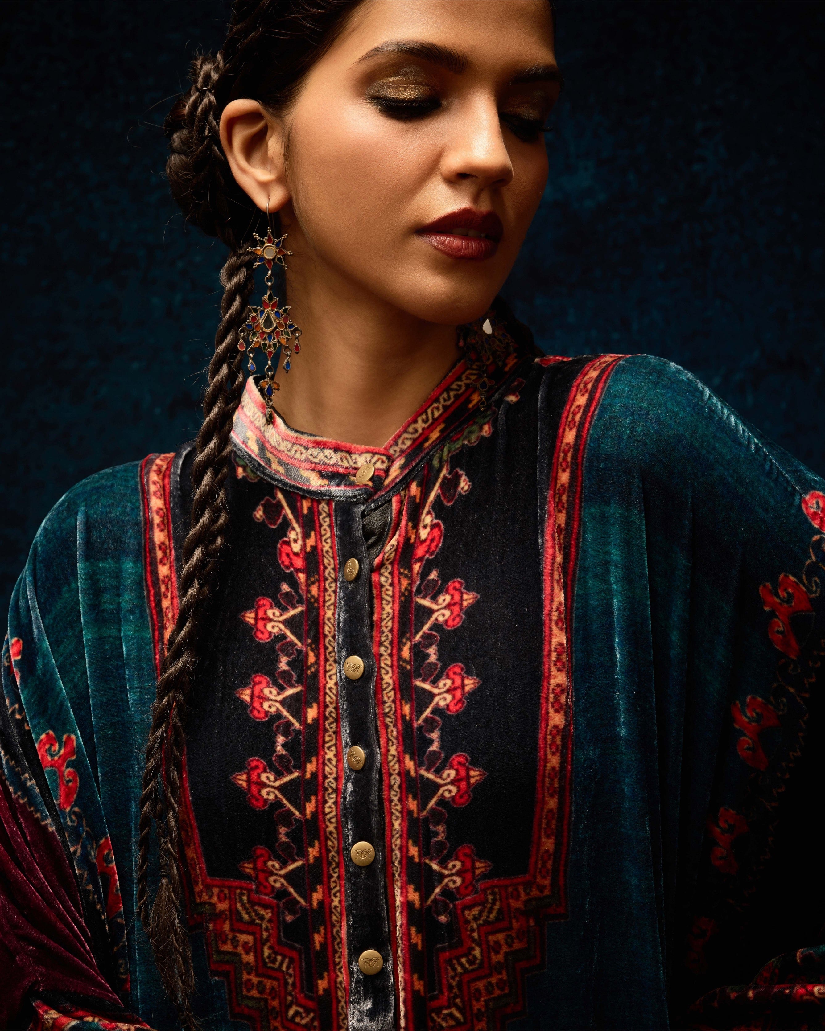 Ajrakh/Shiraz : Clarice - Teal